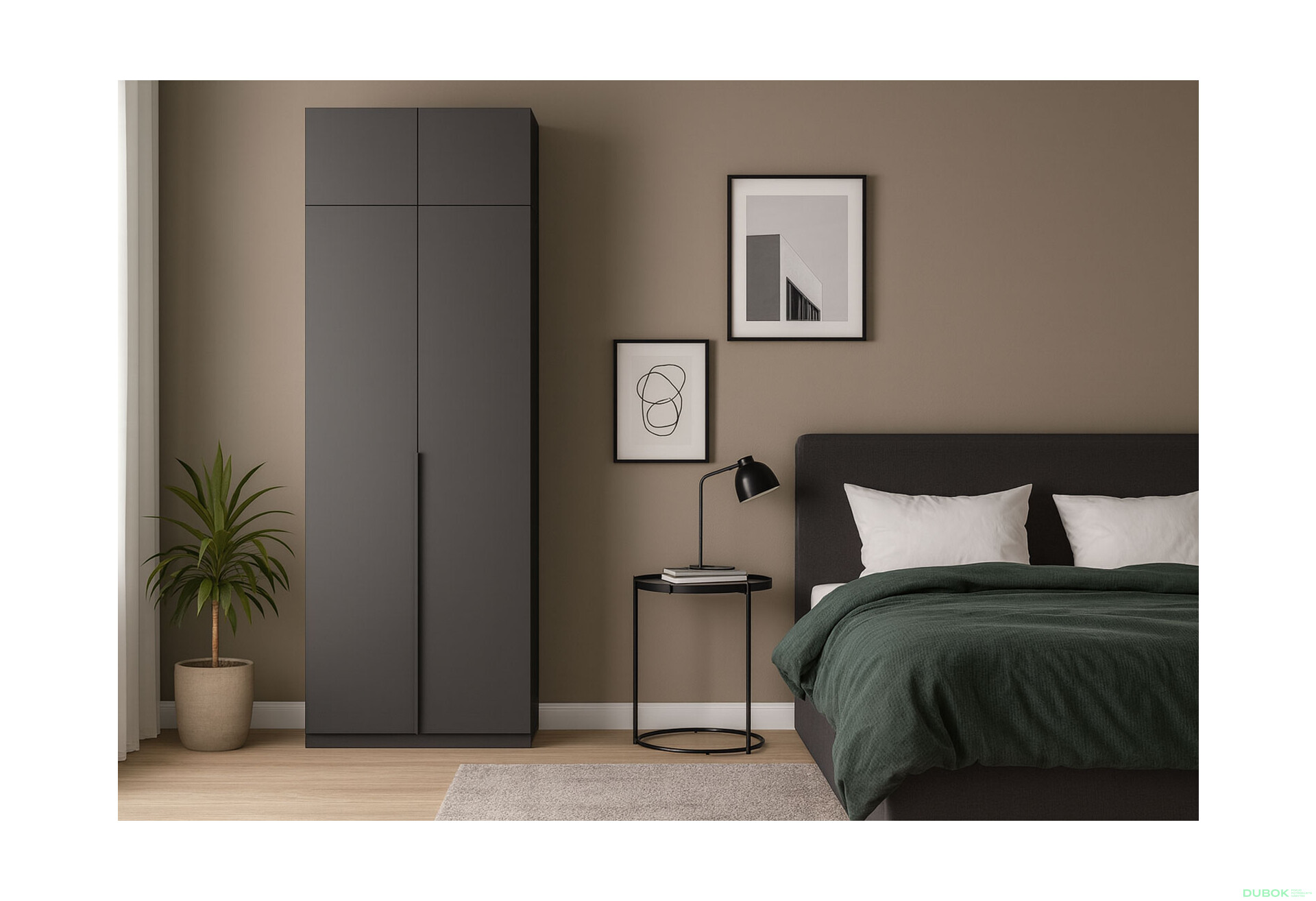 Fotografie 2 - Skříň Doni 2D s antresolí bez zrcadel, série N, grafit