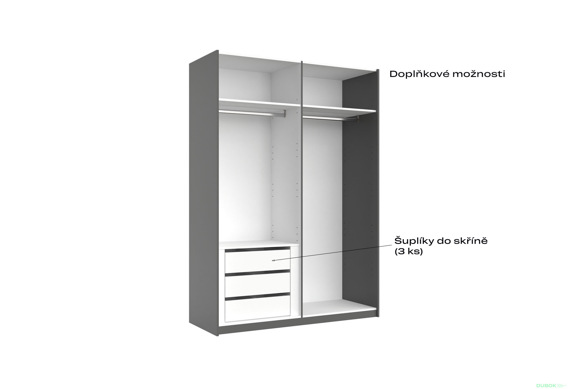 Skříň s posuvnými dveřmi 1,5x2,1 m (Dveře Grafit/Zrcadlo) série N Dominika - Fotografie 5 Fotografie 5 - Skříň s posuvnými dveřmi 1,5x2,1 m (Dveře Grafit/Zrcadlo) série N Dominika