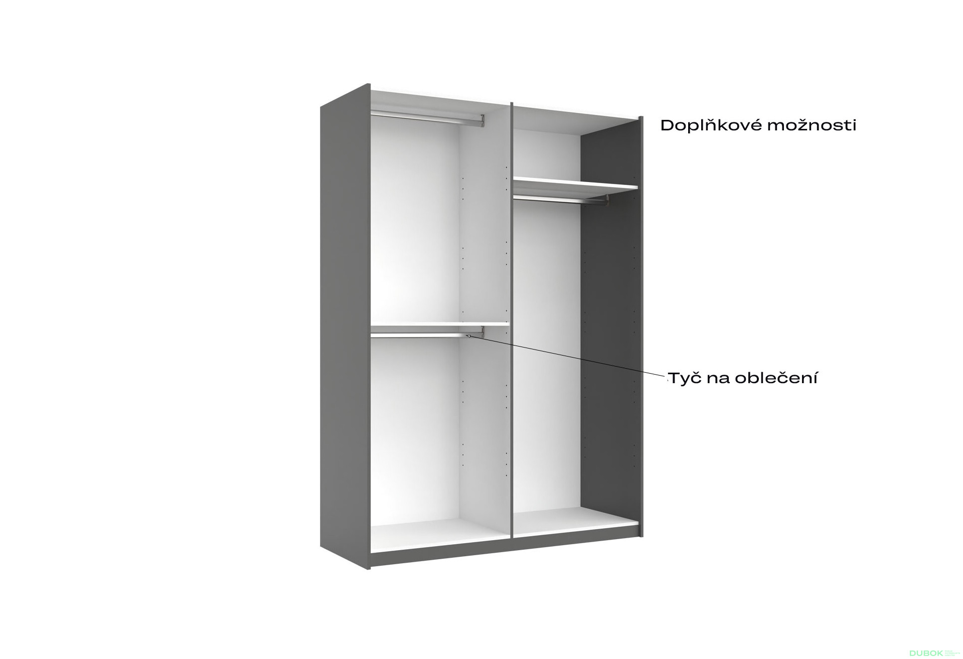 Skříň s posuvnými dveřmi 1,5x2,1 m (Dveře Grafit/Zrcadlo) série N Dominika - Fotografie 6 Fotografie 6 - Skříň s posuvnými dveřmi 1,5x2,1 m (Dveře Grafit/Zrcadlo) série N Dominika