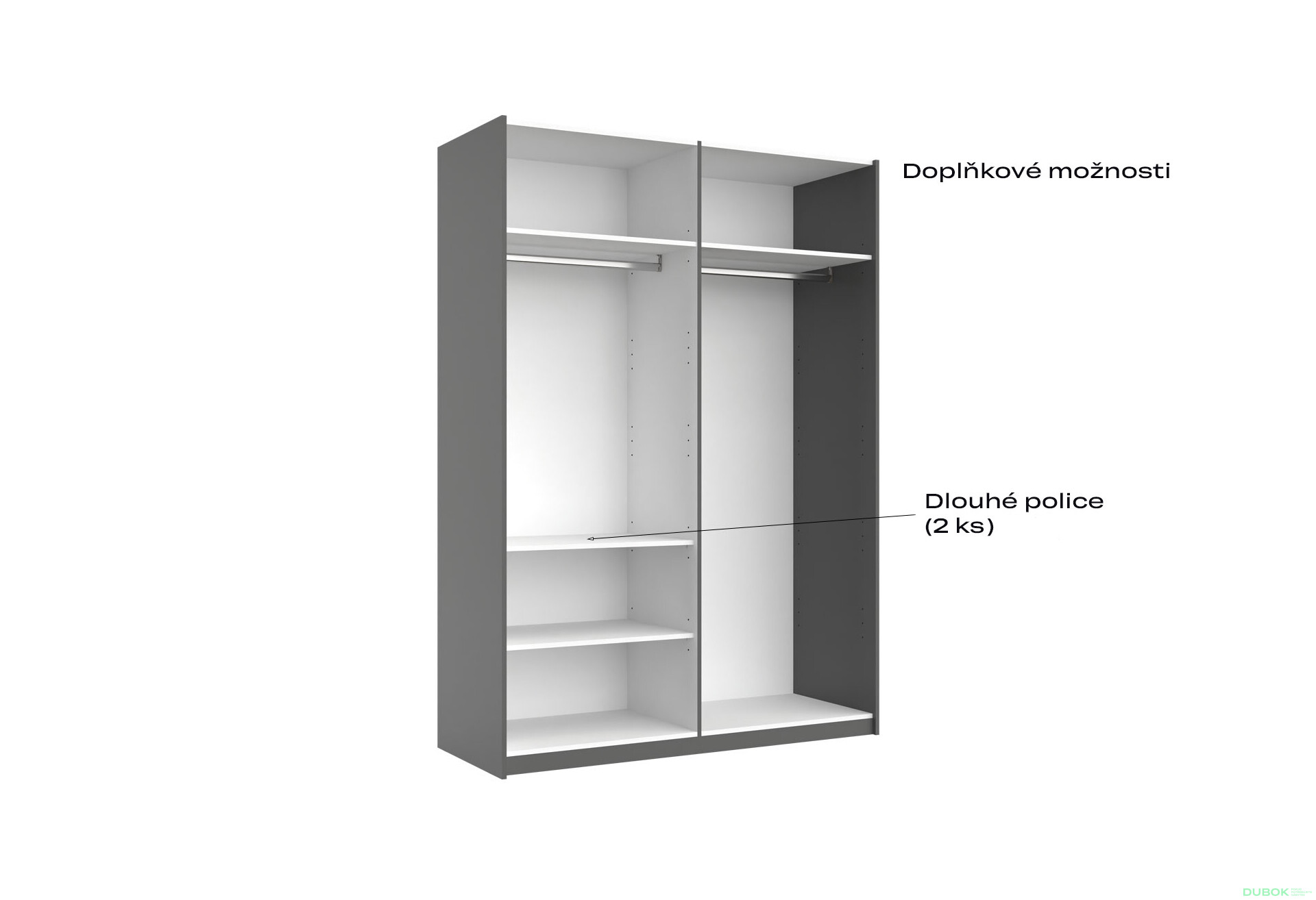 Skříň s posuvnými dveřmi 1,5x2,1 m (Dveře Grafit/Zrcadlo) série N Dominika - Fotografie 7 Fotografie 7 - Skříň s posuvnými dveřmi 1,5x2,1 m (Dveře Grafit/Zrcadlo) série N Dominika