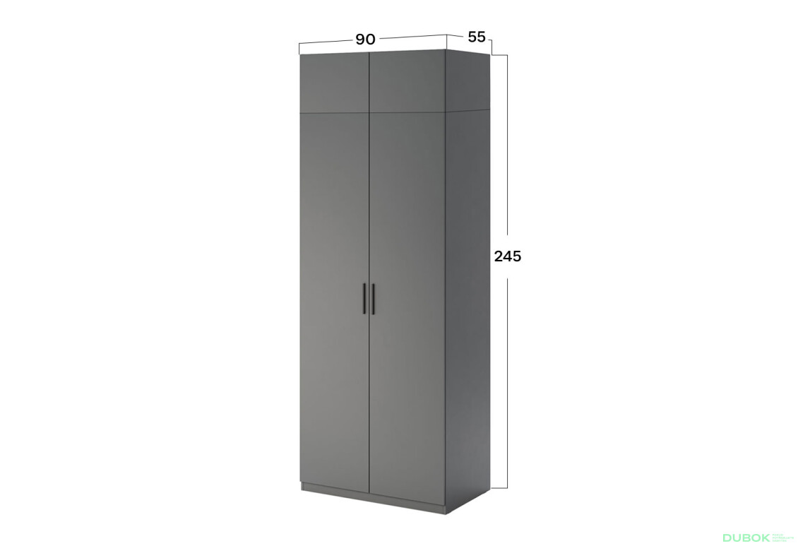 Skříň Dominika 2D s antresolí bez zrcadel, série N, grafit - Fotografie 4 Fotografie 4 - Skříň Dominika 2D s antresolí bez zrcadel, série N, grafit