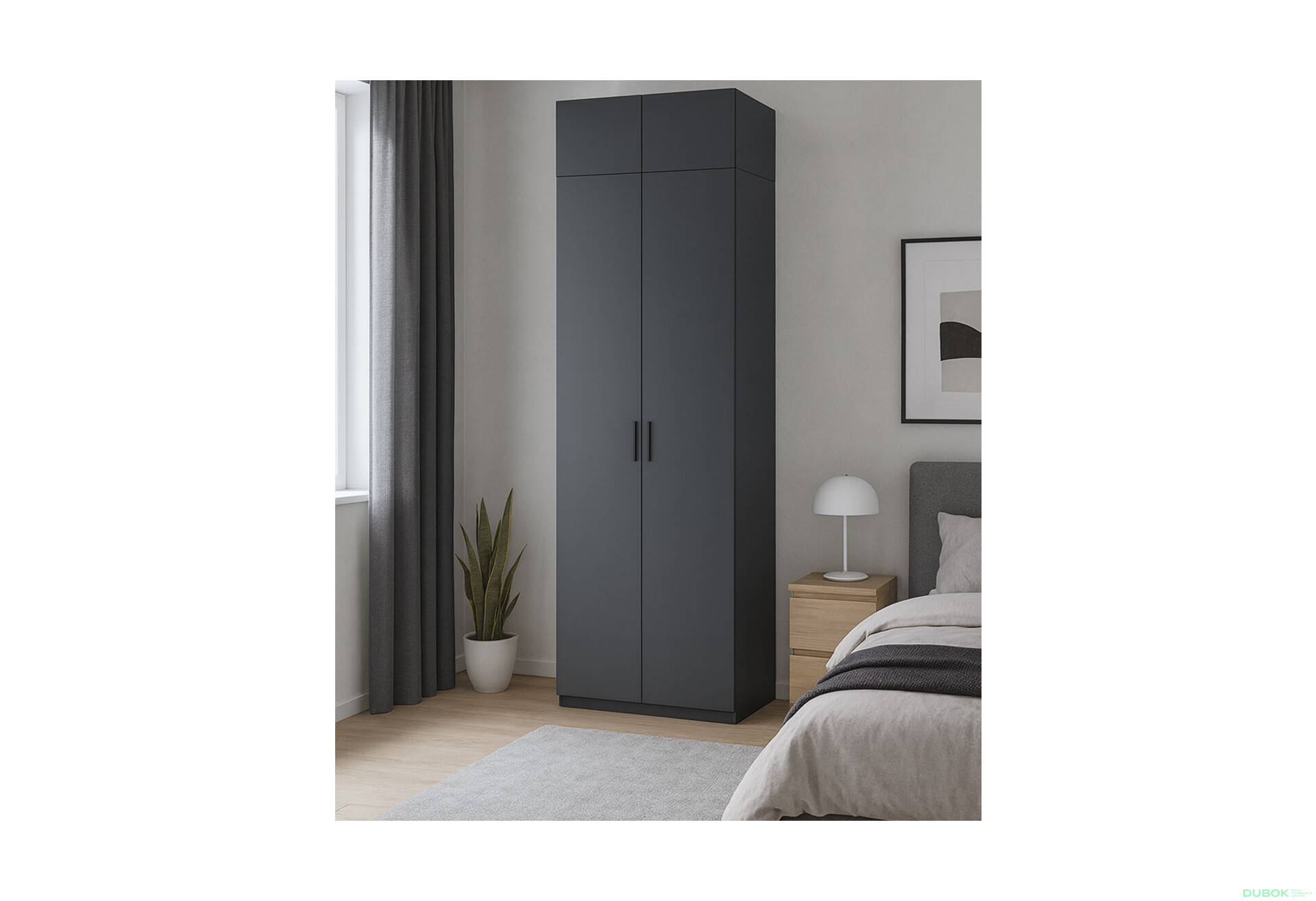 Skříň Dominika 2D s antresolí bez zrcadel, série N, grafit - Fotografie 2 Fotografie 2 - Skříň Dominika 2D s antresolí bez zrcadel, série N, grafit