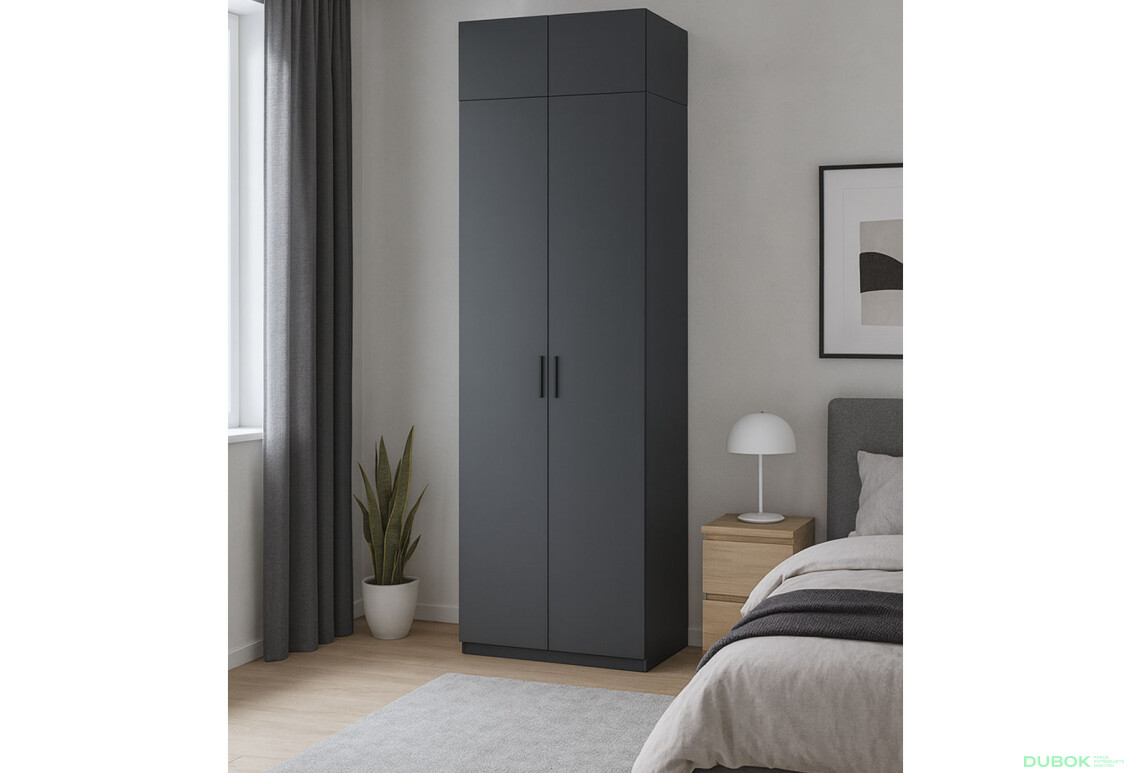 Skříň Dominika 2D s antresolí bez zrcadel, série N, grafit - Fotografie 2 Fotografie 2 - Skříň Dominika 2D s antresolí bez zrcadel, série N, grafit