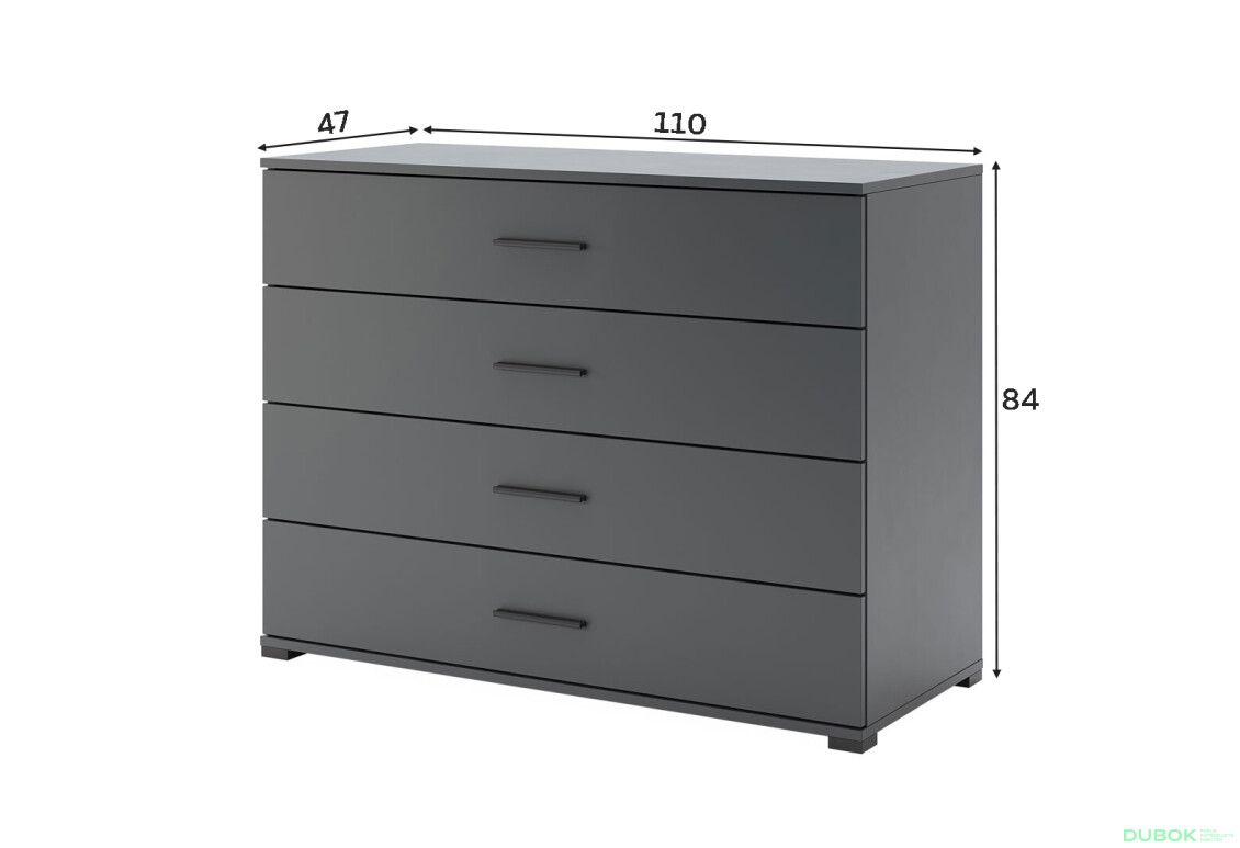 Fotografie 4 - Komoda 4š, grafit Dominika