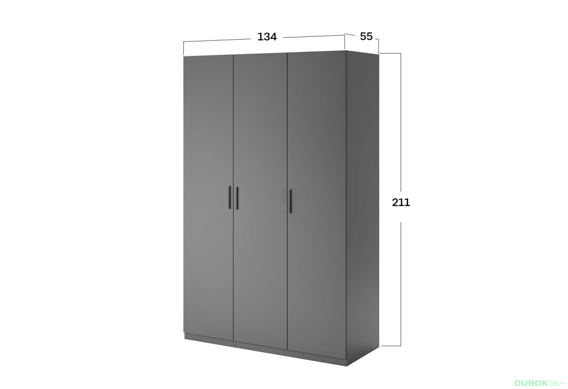 Skříň 3dv bez zrcadel série N, grafit Dominika - Fotografie 2 Fotografie 2 - Skříň 3dv bez zrcadel série N, grafit Dominika