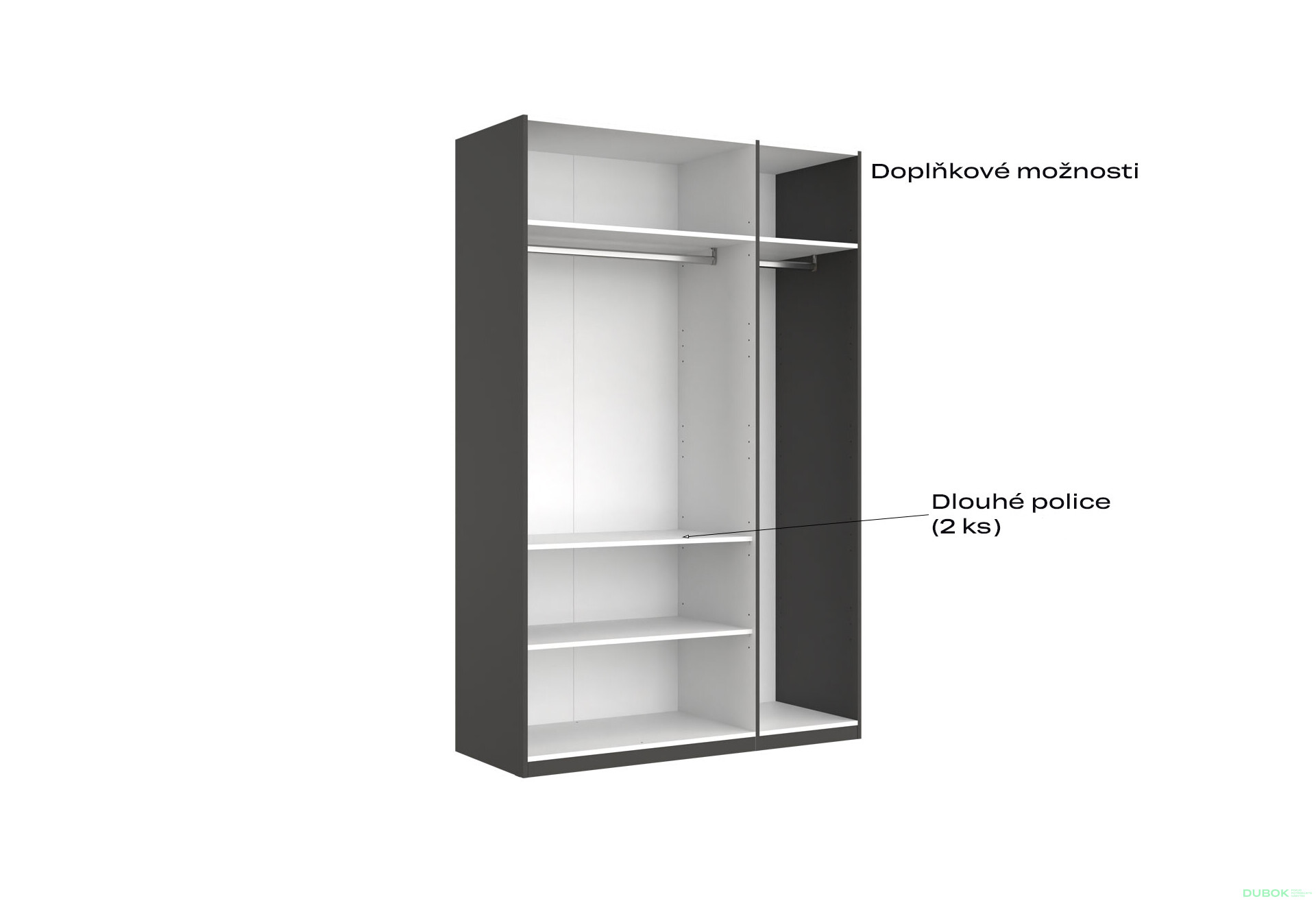 Skříň 3dv bez zrcadel série N, grafit Dominika - Fotografie 6 Fotografie 6 - Skříň 3dv bez zrcadel série N, grafit Dominika