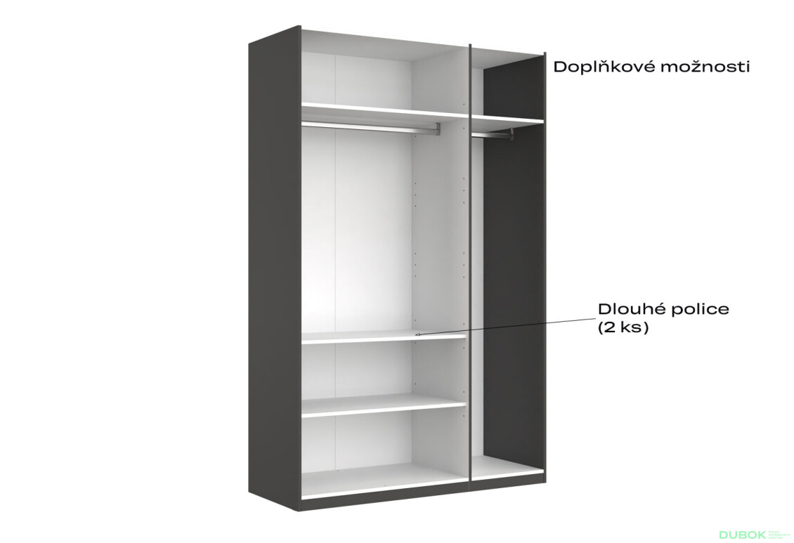 Skříň 3dv bez zrcadel série N, grafit Dominika - Fotografie 6 Fotografie 6 - Skříň 3dv bez zrcadel série N, grafit Dominika