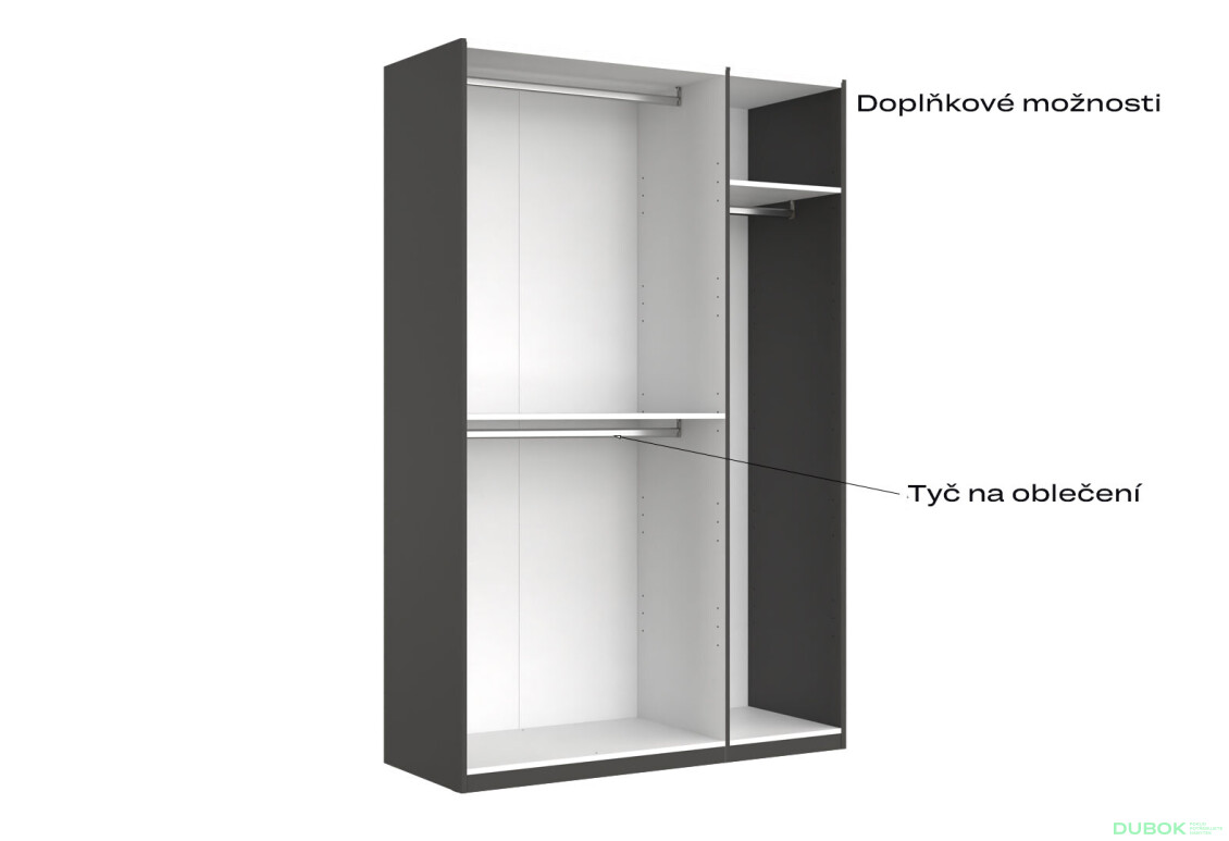 Skříň 3dv bez zrcadel série N, grafit Dominika - Fotografie 7 Fotografie 7 - Skříň 3dv bez zrcadel série N, grafit Dominika