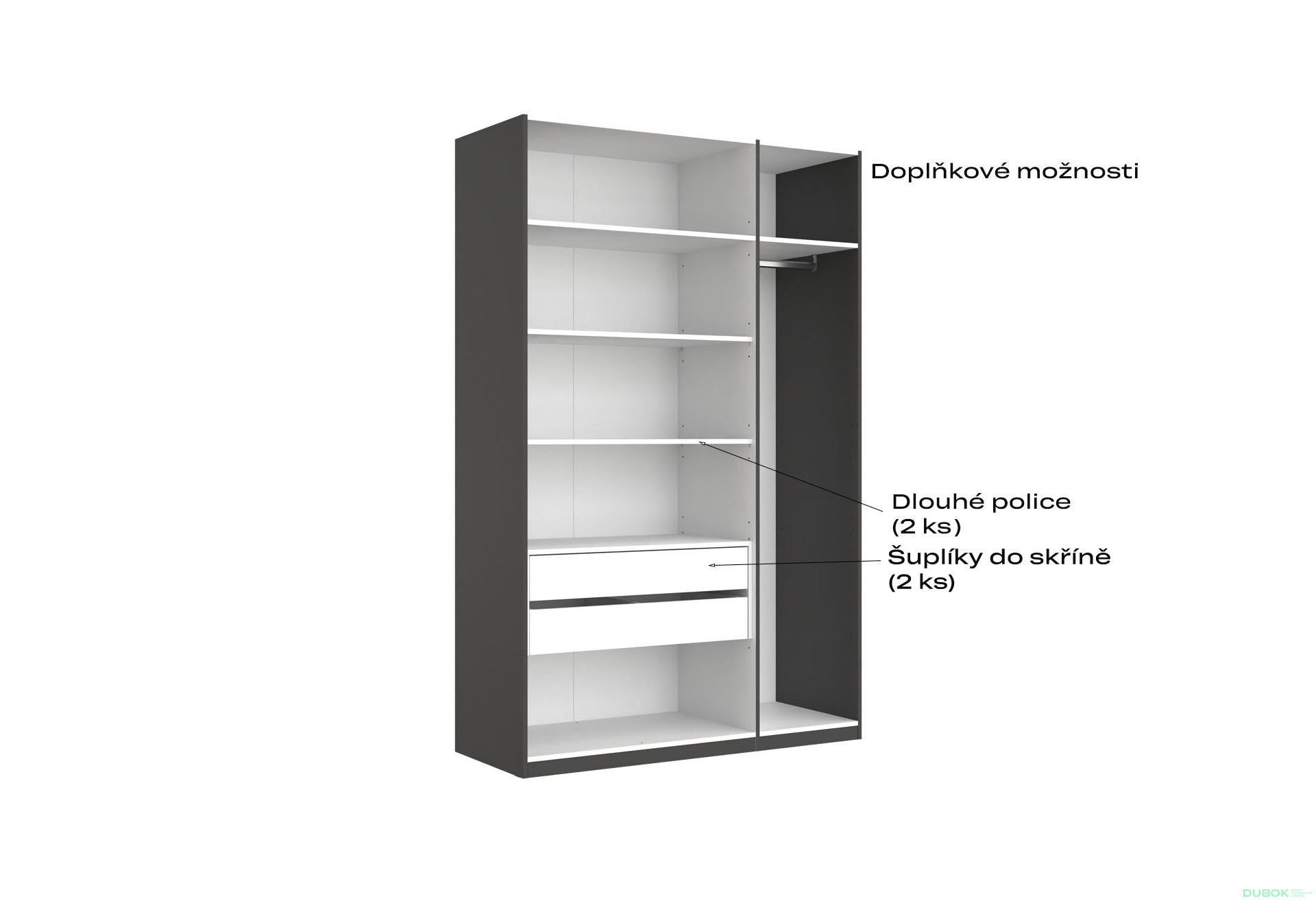 Skříň 3dv bez zrcadel série N, grafit Dominika - Fotografie 8 Fotografie 8 - Skříň 3dv bez zrcadel série N, grafit Dominika