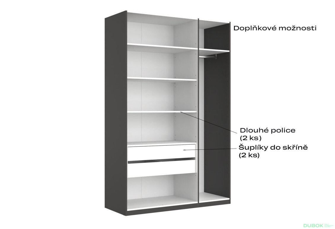 Skříň 3dv bez zrcadel série N, grafit Dominika - Fotografie 8 Fotografie 8 - Skříň 3dv bez zrcadel série N, grafit Dominika