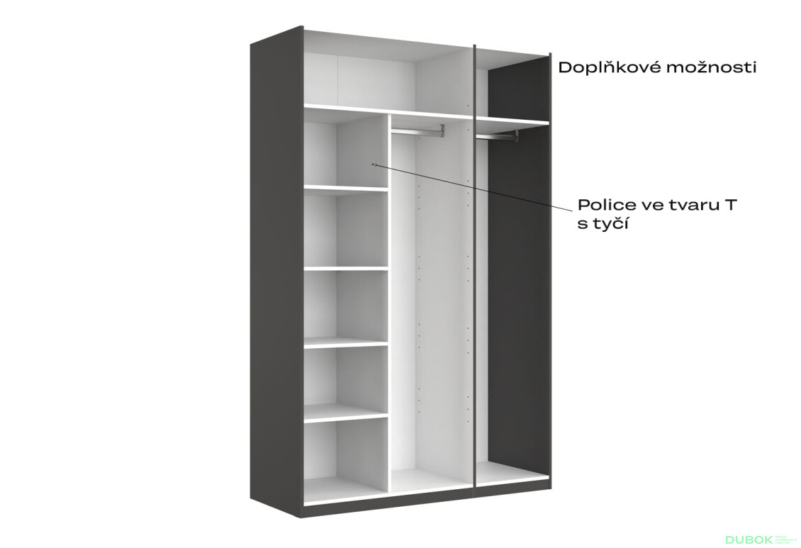 Skříň 3dv bez zrcadel série N, grafit Dominika - Fotografie 9 Fotografie 9 - Skříň 3dv bez zrcadel série N, grafit Dominika