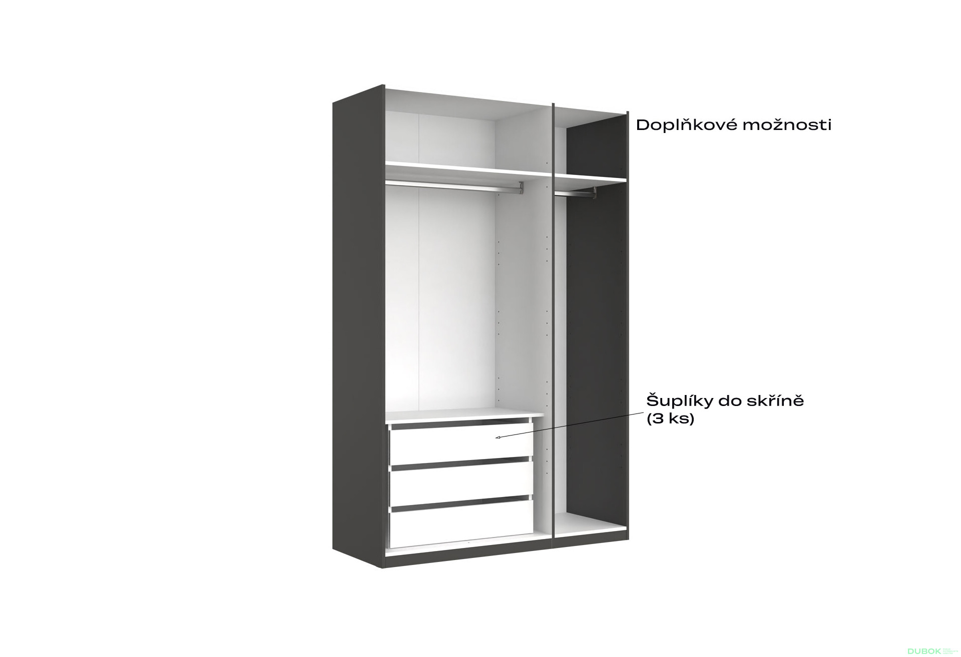 Skříň 3dv bez zrcadel série N, grafit Dominika - Fotografie 10 Fotografie 10 - Skříň 3dv bez zrcadel série N, grafit Dominika