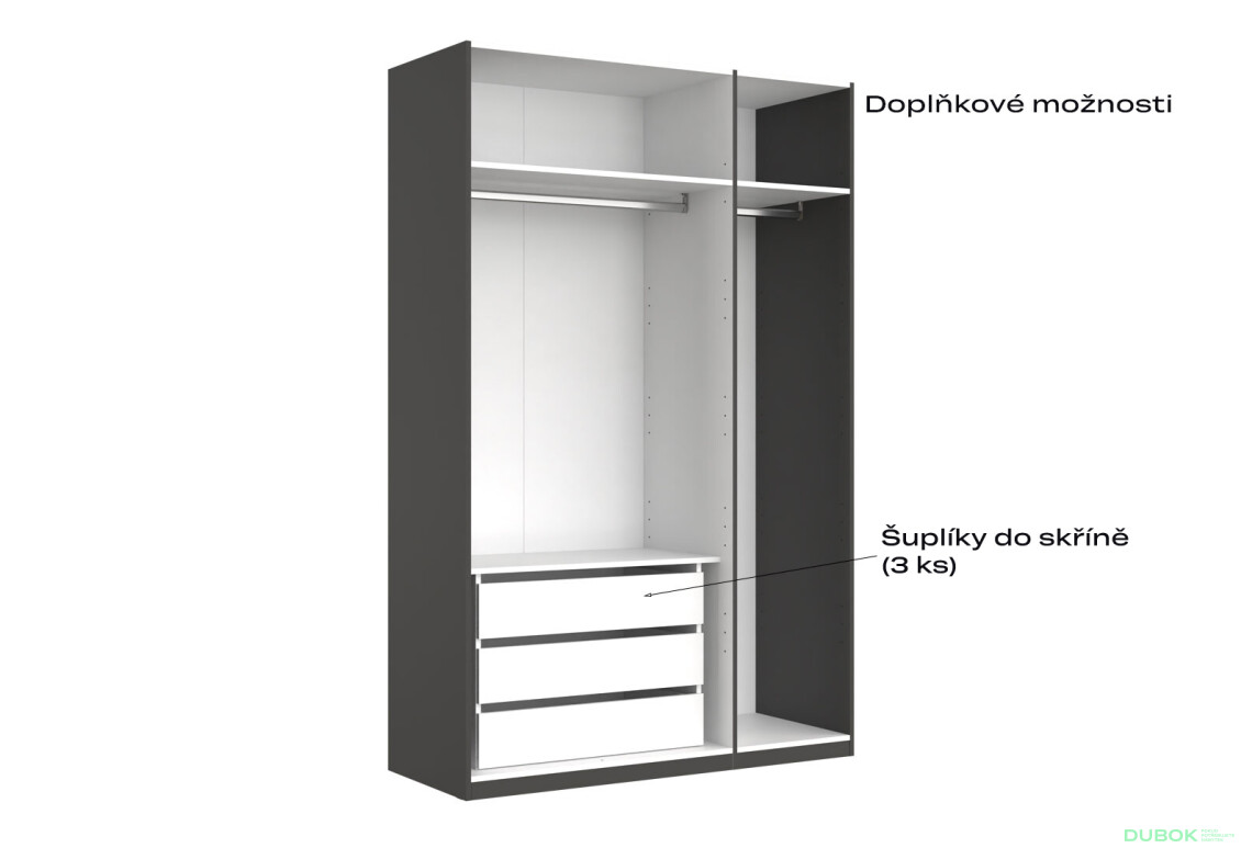 Skříň 3dv bez zrcadel série N, grafit Dominika - Fotografie 10 Fotografie 10 - Skříň 3dv bez zrcadel série N, grafit Dominika