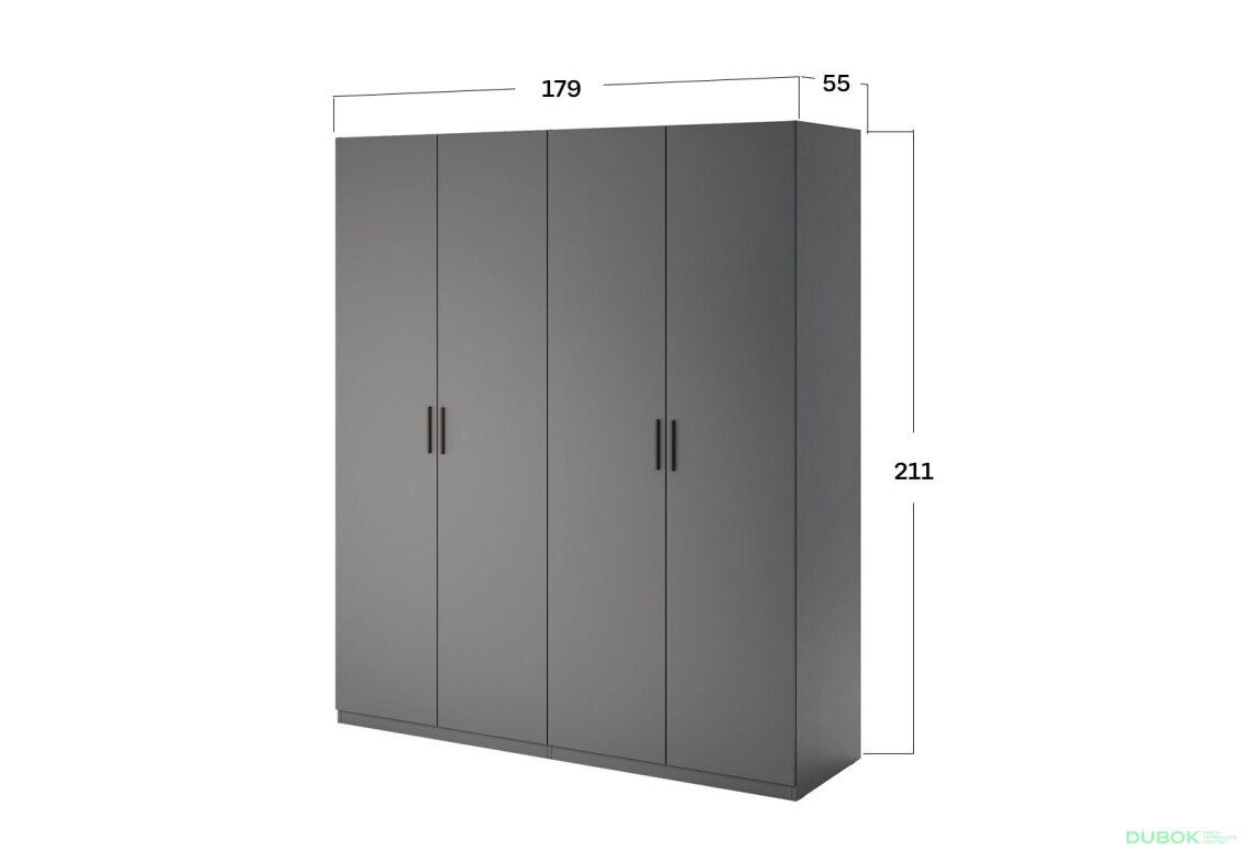 Skříň 4d bez zrcadel, série N, grafit Dominika - Fotografie 3 Fotografie 3 - Skříň 4d bez zrcadel, série N, grafit Dominika