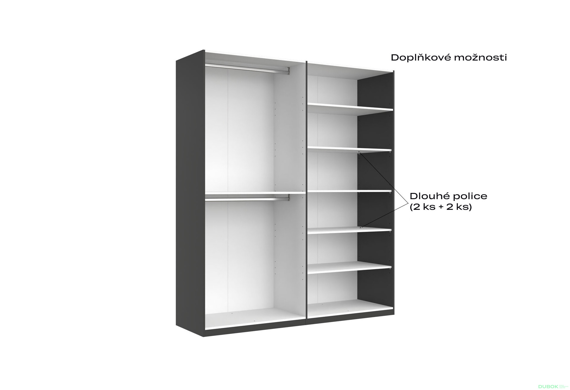 Skříň 4d bez zrcadel, série N, grafit Dominika - Fotografie 7 Fotografie 7 - Skříň 4d bez zrcadel, série N, grafit Dominika