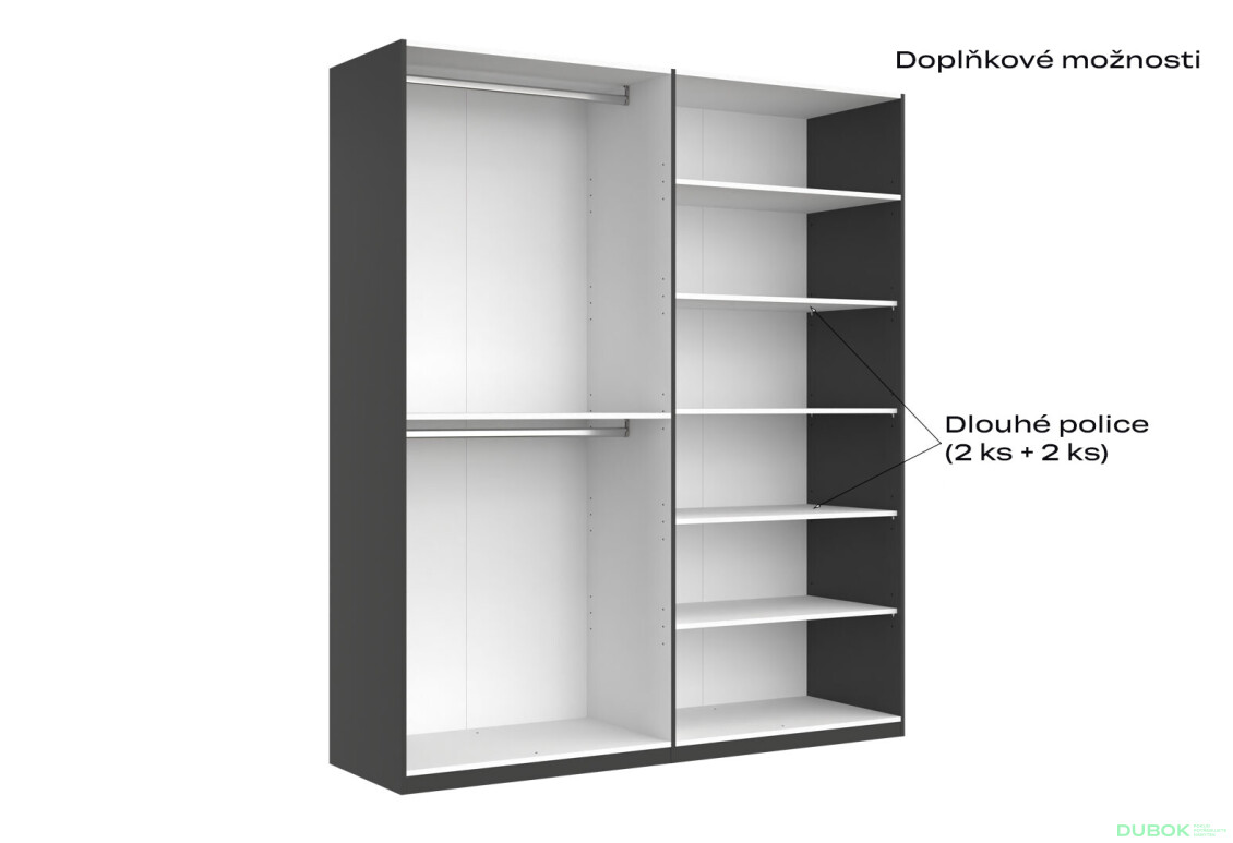Skříň 4d bez zrcadel, série N, grafit Dominika - Fotografie 7 Fotografie 7 - Skříň 4d bez zrcadel, série N, grafit Dominika