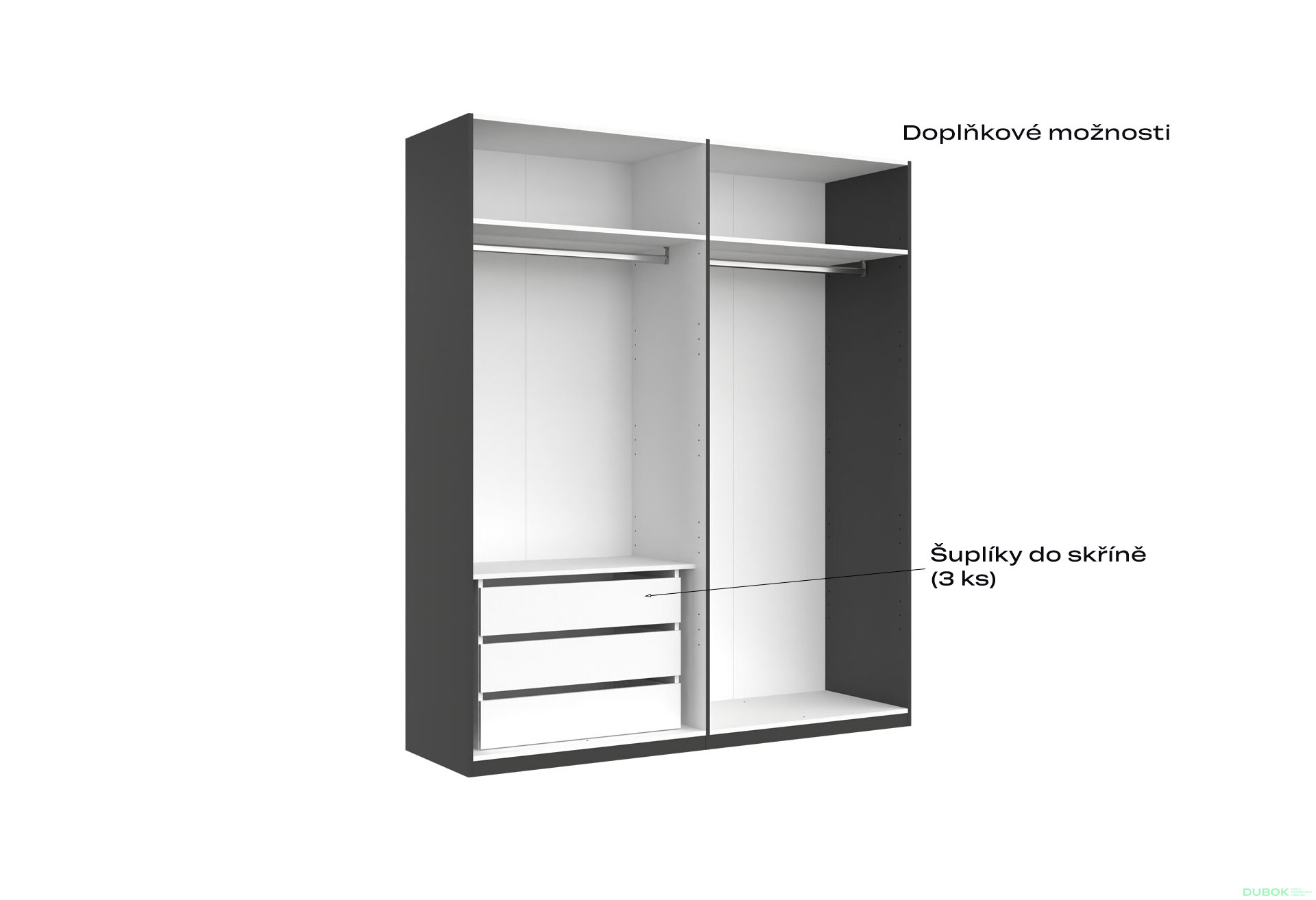 Skříň 4d bez zrcadel, série N, grafit Dominika - Fotografie 8 Fotografie 8 - Skříň 4d bez zrcadel, série N, grafit Dominika