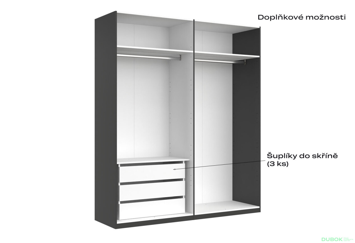 Skříň 4d bez zrcadel, série N, grafit Dominika - Fotografie 8 Fotografie 8 - Skříň 4d bez zrcadel, série N, grafit Dominika
