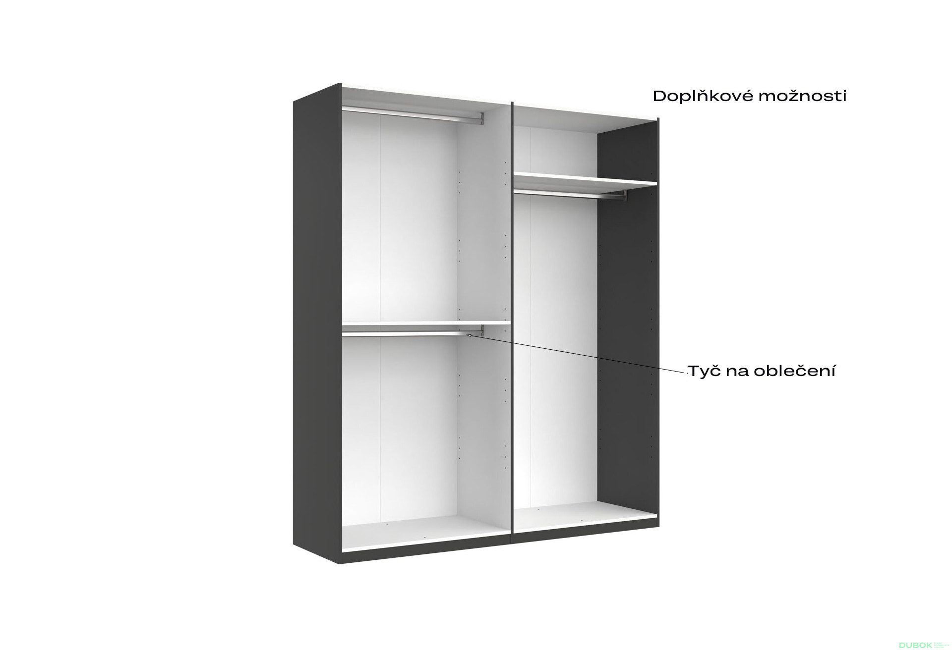 Skříň 4d bez zrcadel, série N, grafit Dominika - Fotografie 9 Fotografie 9 - Skříň 4d bez zrcadel, série N, grafit Dominika
