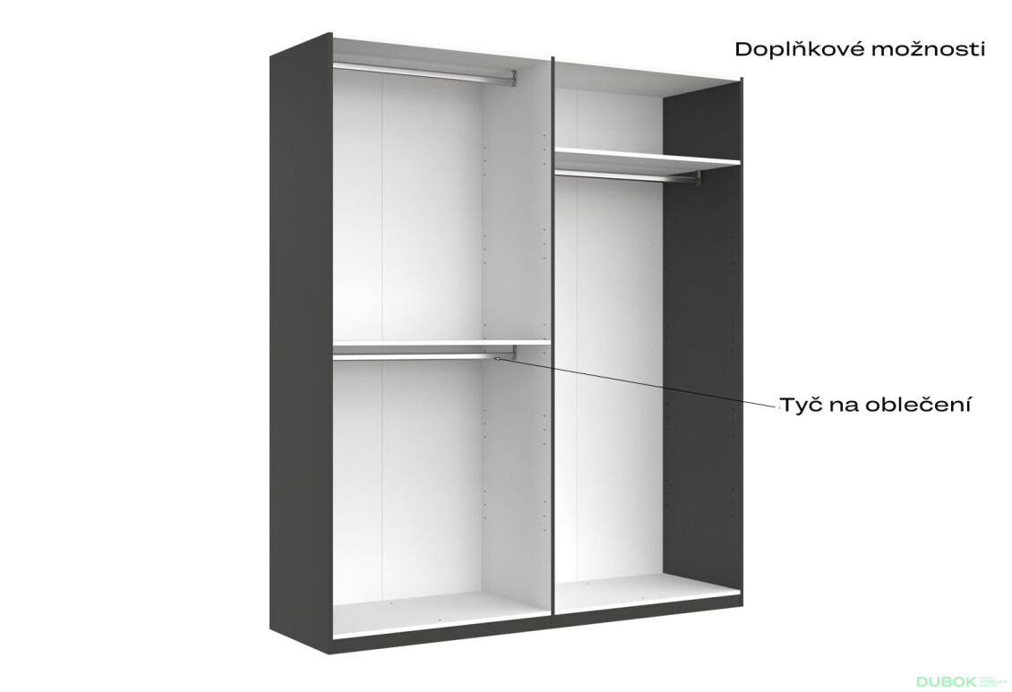 Skříň 4d bez zrcadel, série N, grafit Dominika - Fotografie 9 Fotografie 9 - Skříň 4d bez zrcadel, série N, grafit Dominika