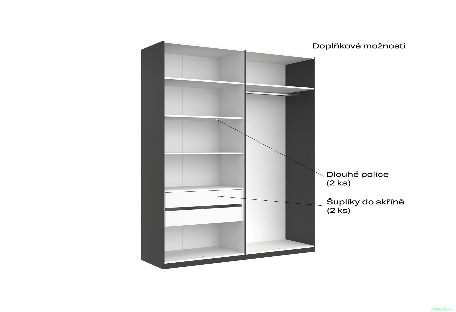 Skříň 4d bez zrcadel, série N, grafit Dominika - Fotografie 10 Fotografie 10 - Skříň 4d bez zrcadel, série N, grafit Dominika
