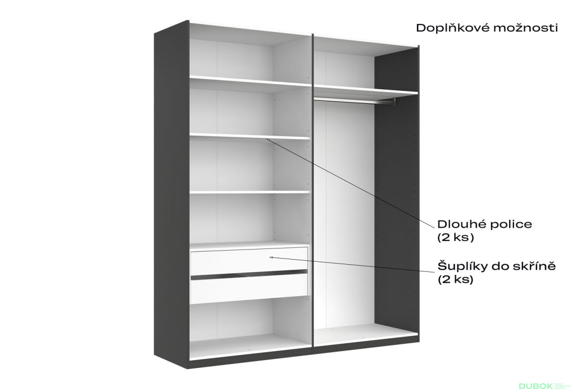 Skříň 4d bez zrcadel, série N, grafit Dominika - Fotografie 10 Fotografie 10 - Skříň 4d bez zrcadel, série N, grafit Dominika