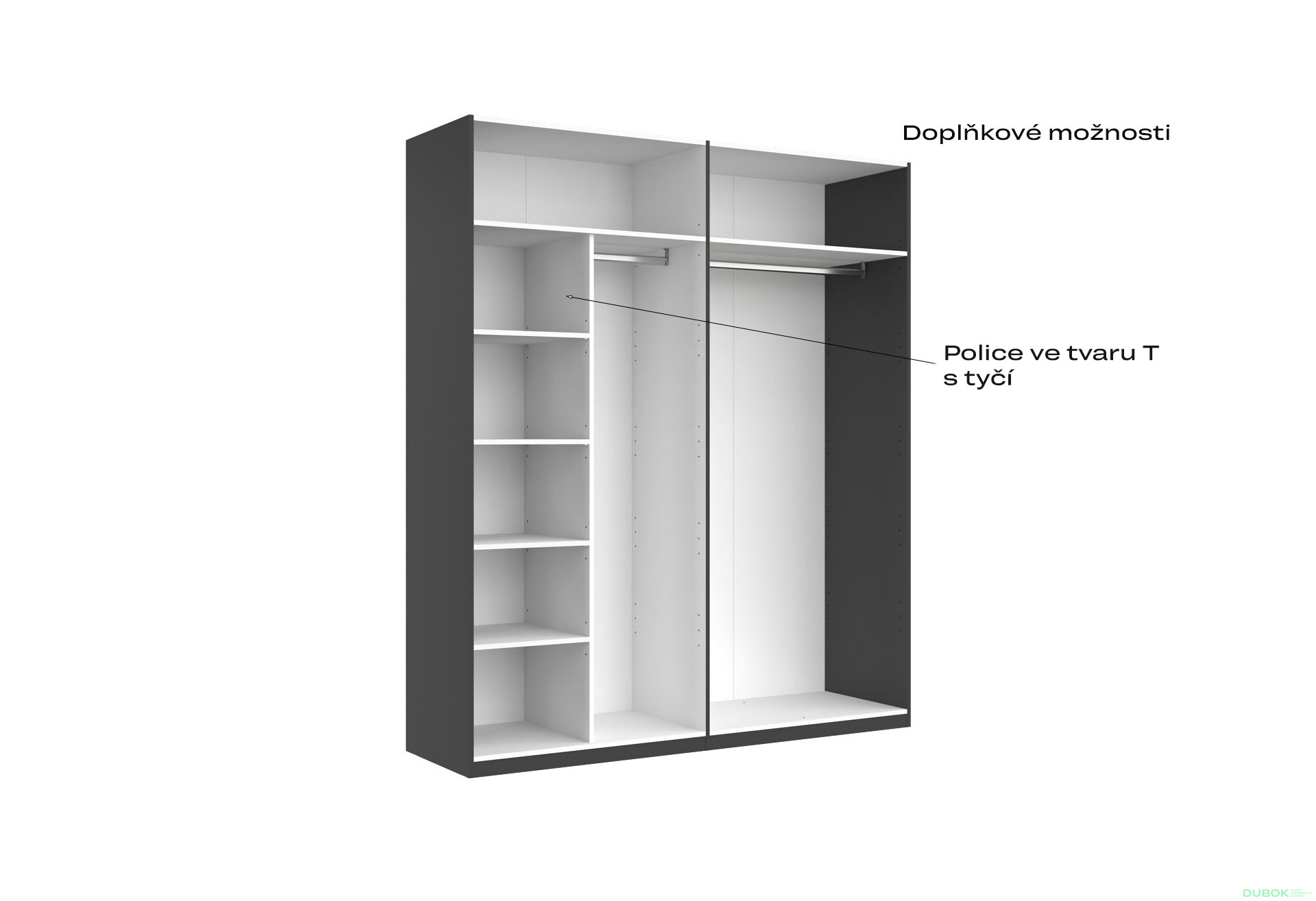 Skříň 4d bez zrcadel, série N, grafit Dominika - Fotografie 11 Fotografie 11 - Skříň 4d bez zrcadel, série N, grafit Dominika