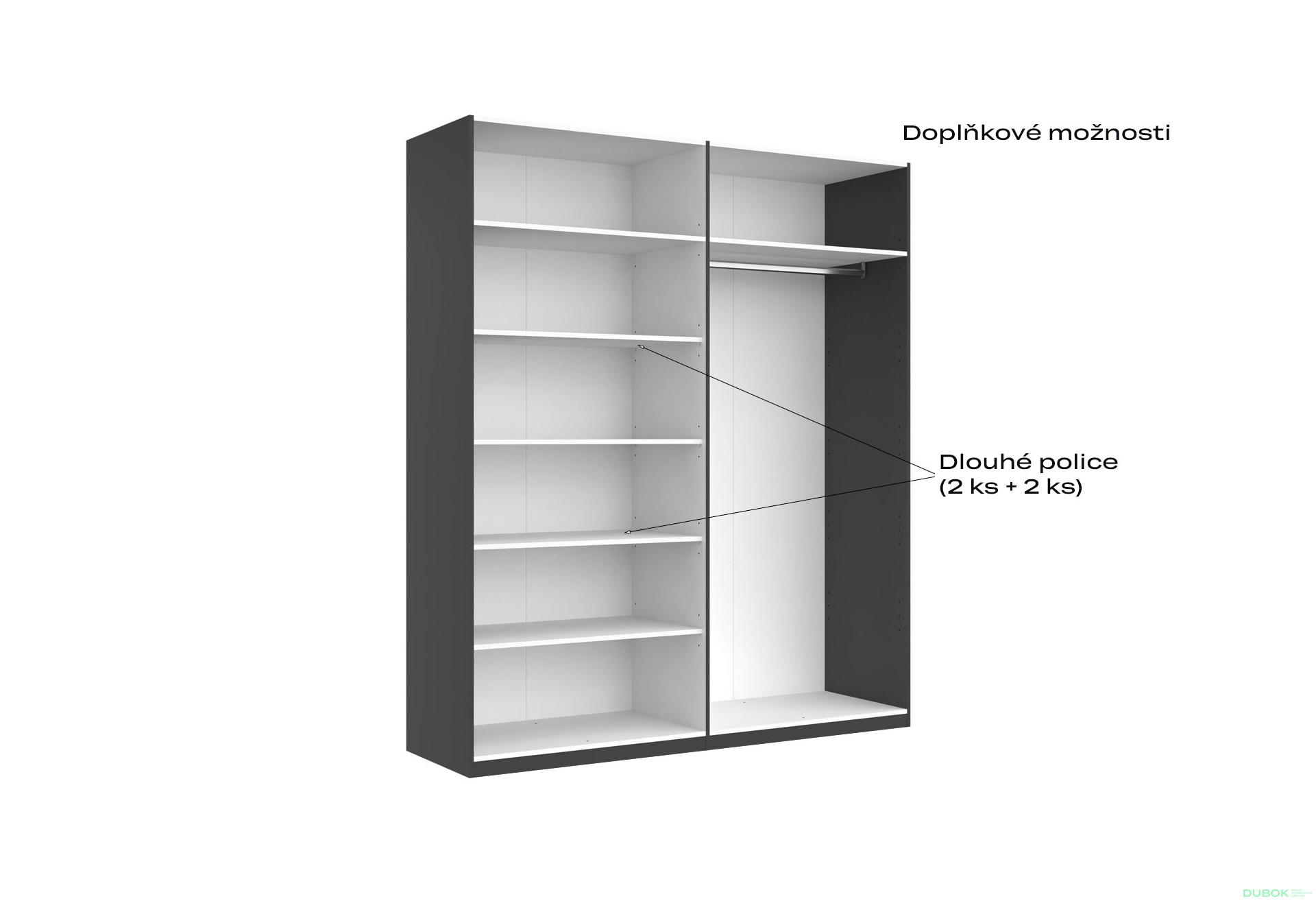 Skříň 4d bez zrcadel, série N, grafit Dominika - Fotografie 12 Fotografie 12 - Skříň 4d bez zrcadel, série N, grafit Dominika