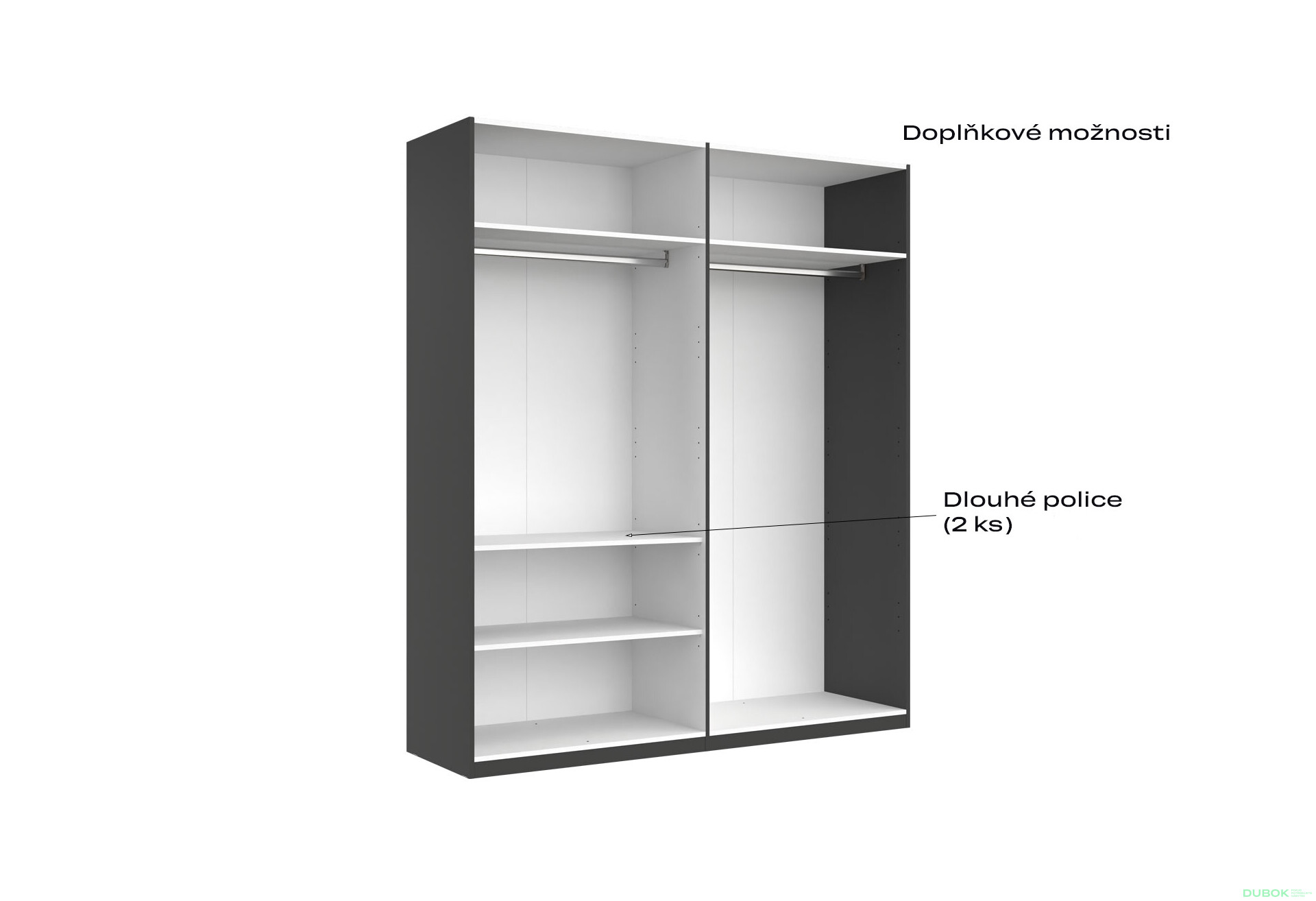 Skříň 4d bez zrcadel, série N, grafit Dominika - Fotografie 13 Fotografie 13 - Skříň 4d bez zrcadel, série N, grafit Dominika