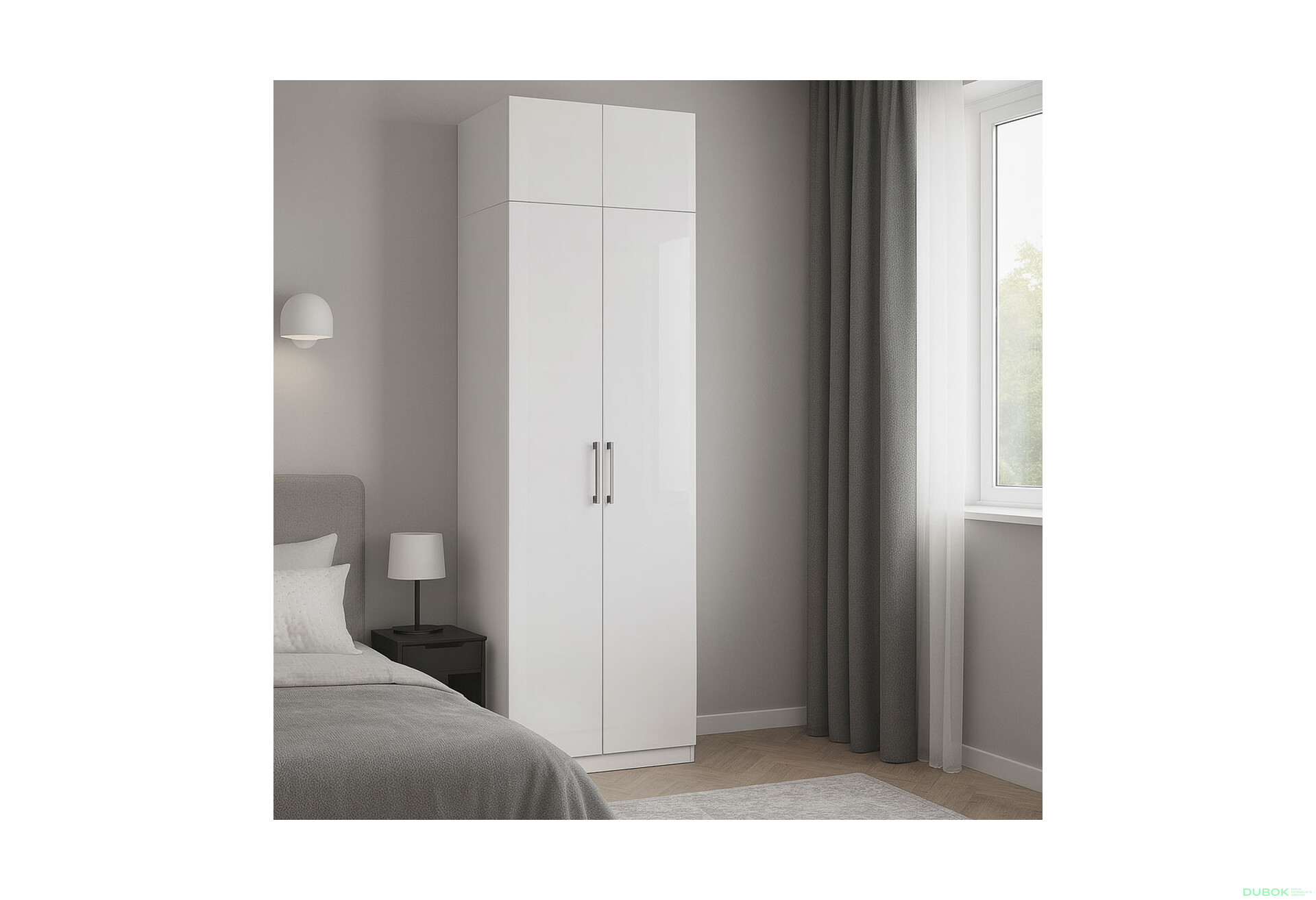 Fotografie 2 - Skříň 2dv bez zrcadel + Nástavec 2 dv, série N bílá Family