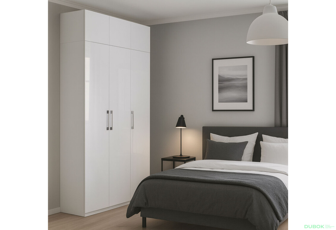 Fotografie 2 - Skříň 3dveřová bez zrcadel + Antresol 3 dveřová, série N bílá Family