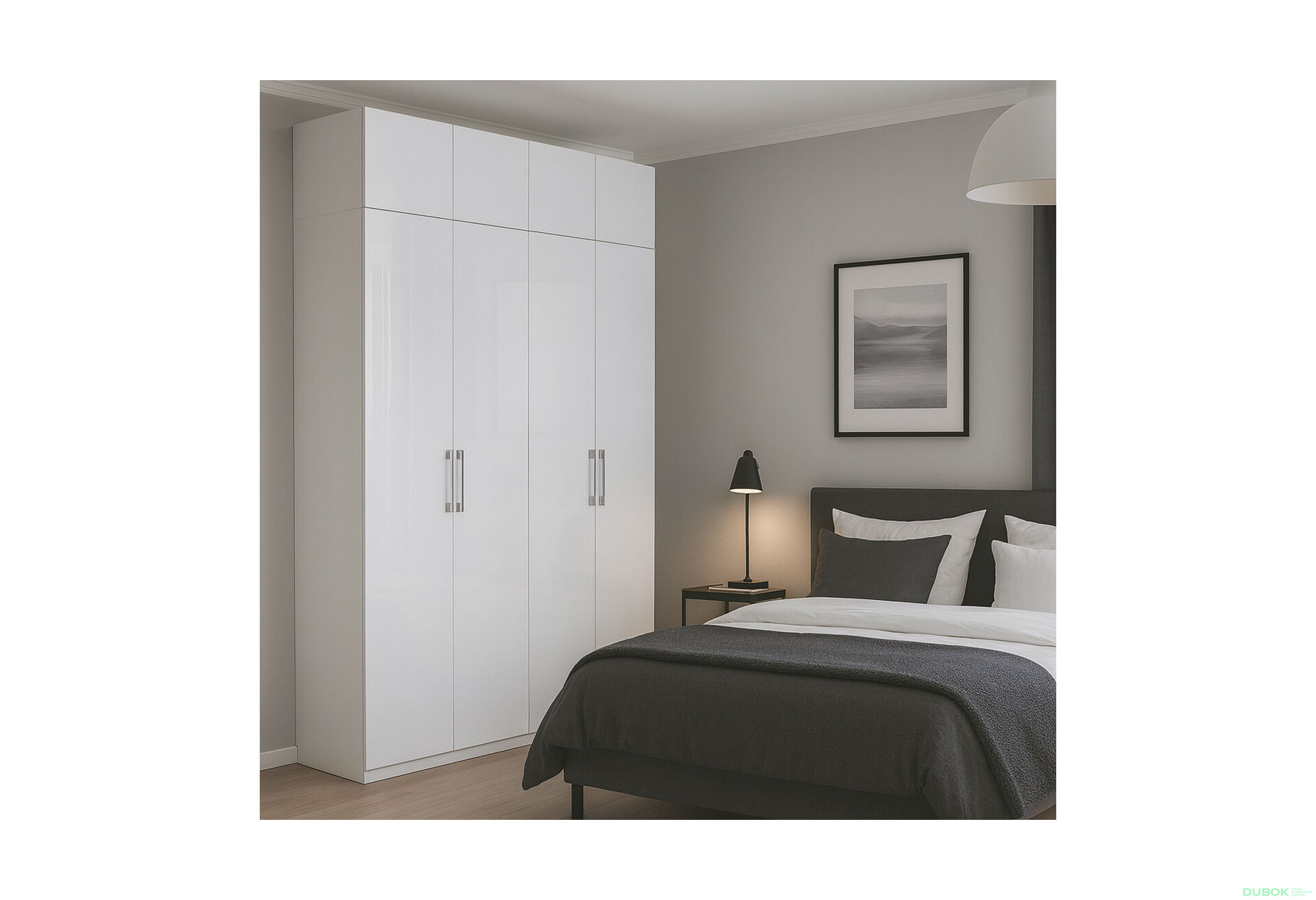 Fotografie 2 - Skříň 4dv bez zrcadel + Antresol 4 dv, série N bílá Family