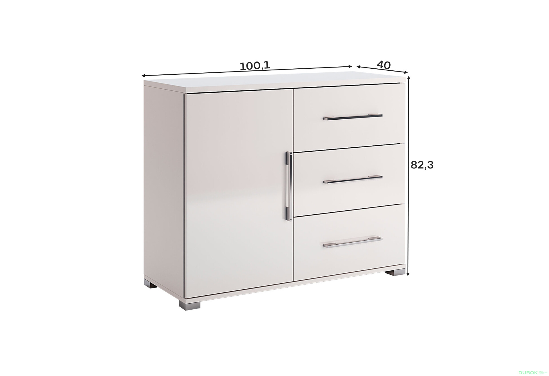 Fotografie 3 - Komoda 1dv 3šu bílý lesk Family