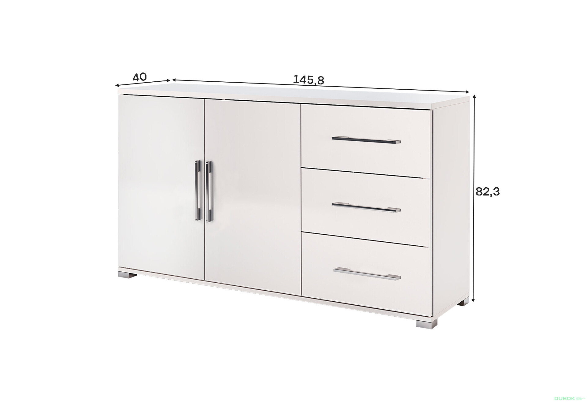 Fotografie 3 - Komoda 2dv 3šu bílý lesk Family