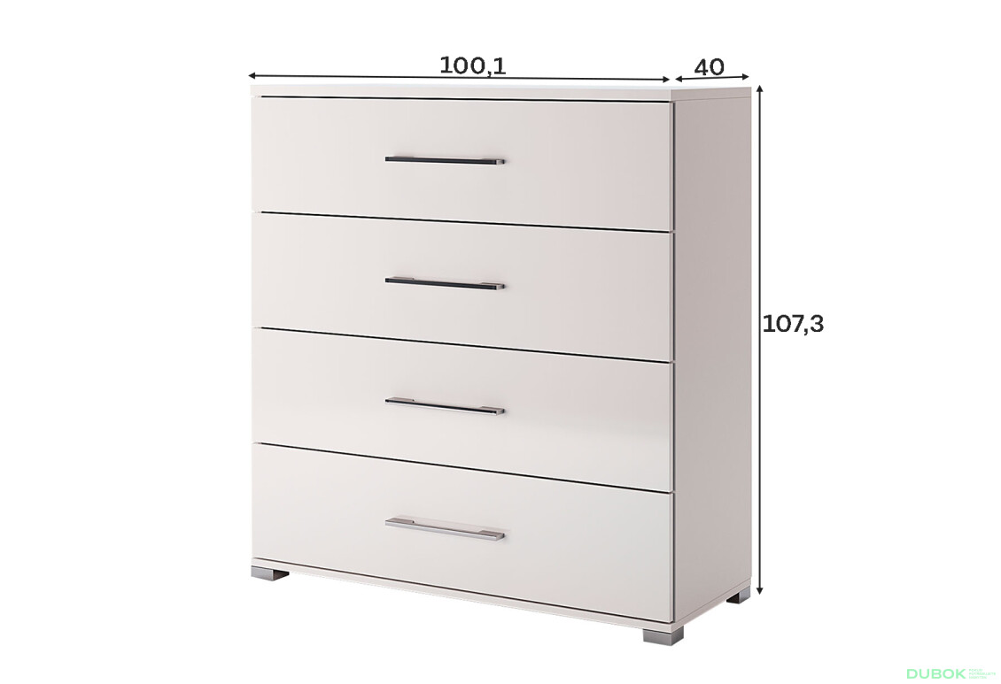 Fotografie 3 - Komoda 4šu bílý lesk Family