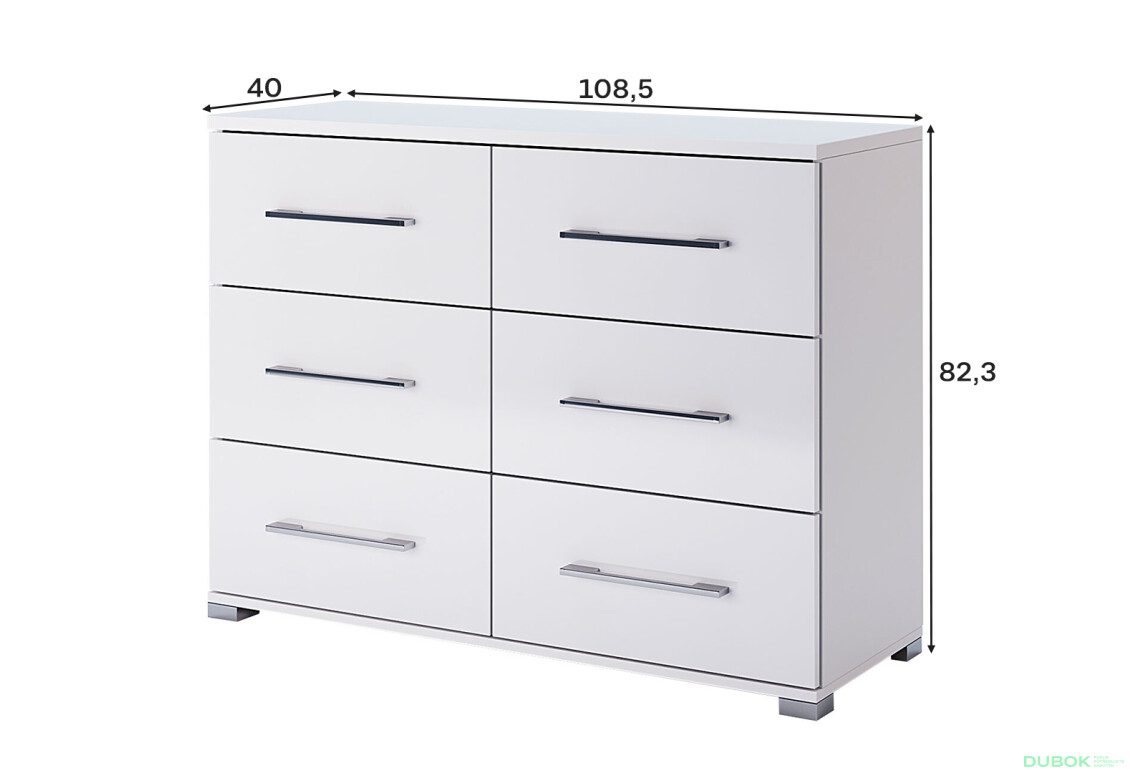 Fotografie 3 - Komoda 6šu bílý lesk Family