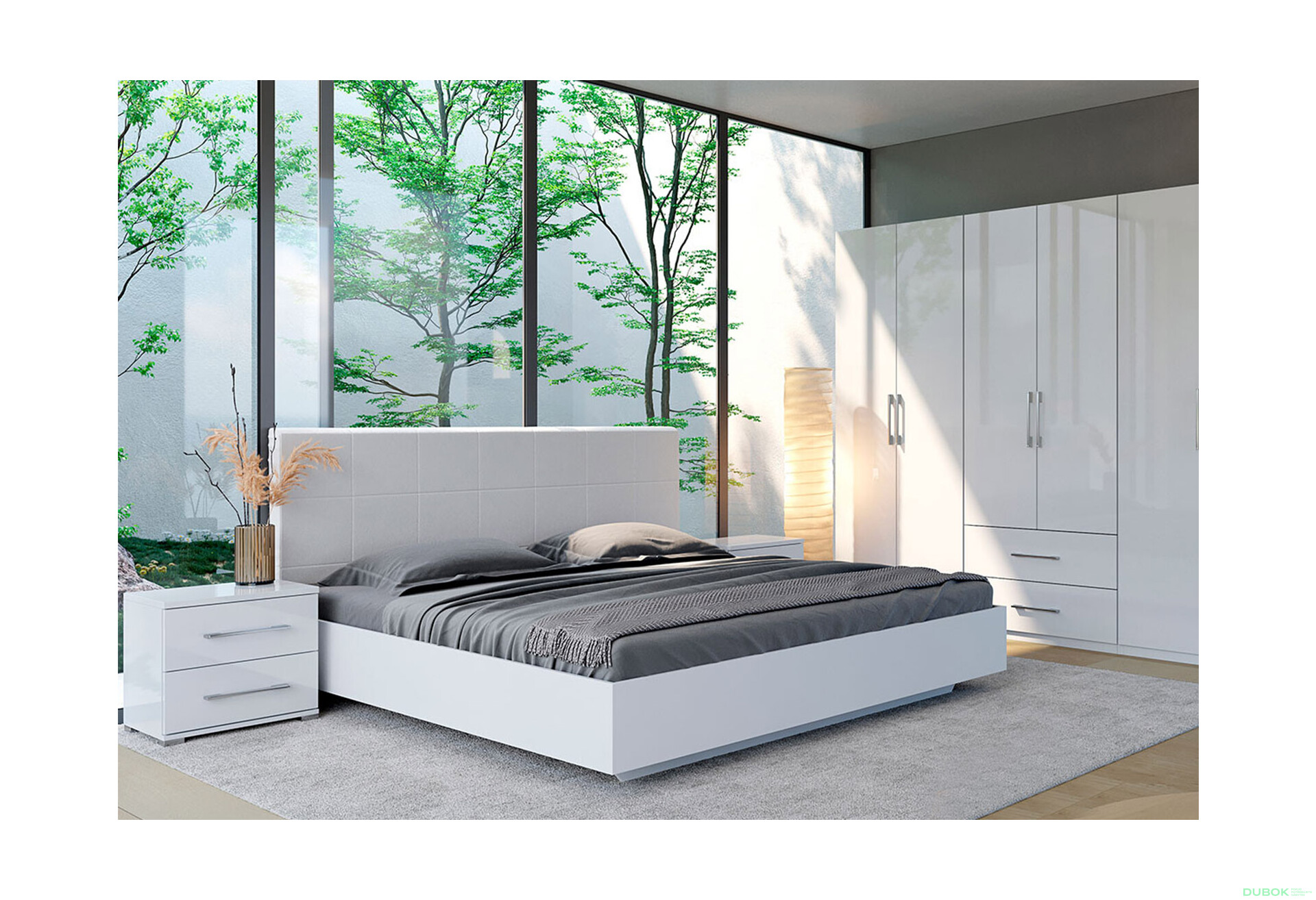 Postel 1,8x2,0 bílý lesk Family - Fotografie 2 Fotografie 2 - Postel 1,8x2,0 bílý lesk Family