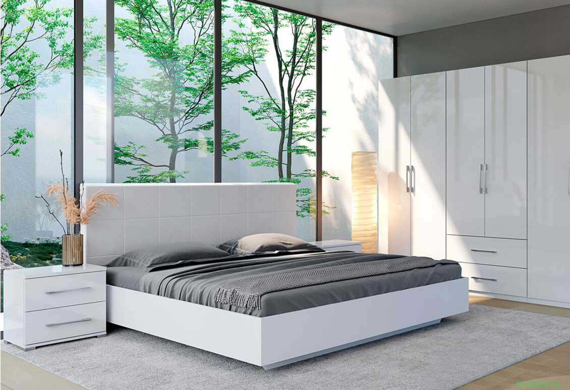 Postel 1,8x2,0 bílý lesk Family - Fotografie 2 Fotografie 2 - Postel 1,8x2,0 bílý lesk Family