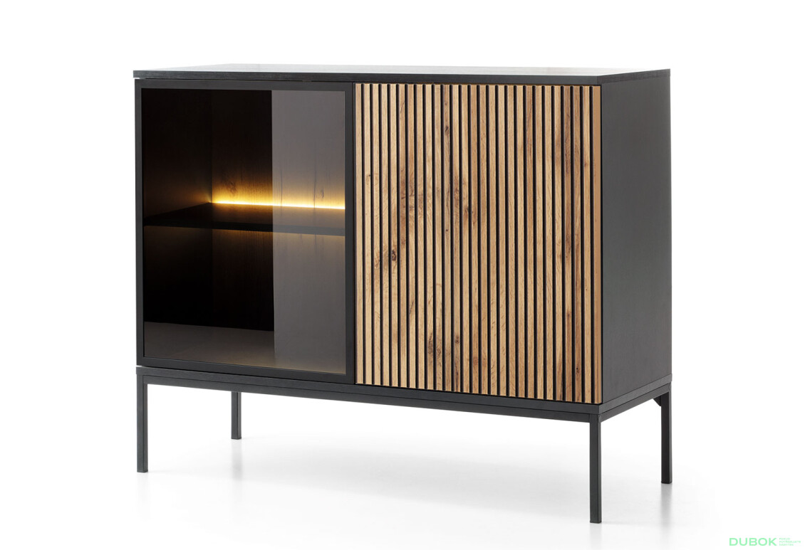 Komoda K104 1 pkt Led Sento černý / dub wotan