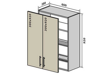 V47 Skříňka 2D 60 Sušák RioLine / RіoLаіn Matná