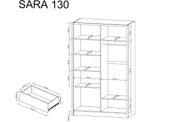 Skříň Sara 130 bílý / bílý