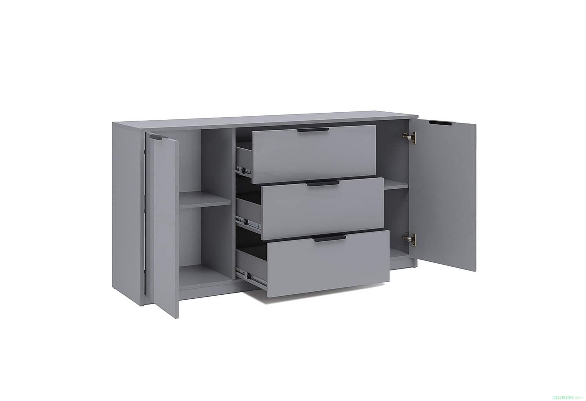 Fotografie 4 - Komoda Roma Color 2 dveře 3 šířky 1,6 m lesklá šedá láva