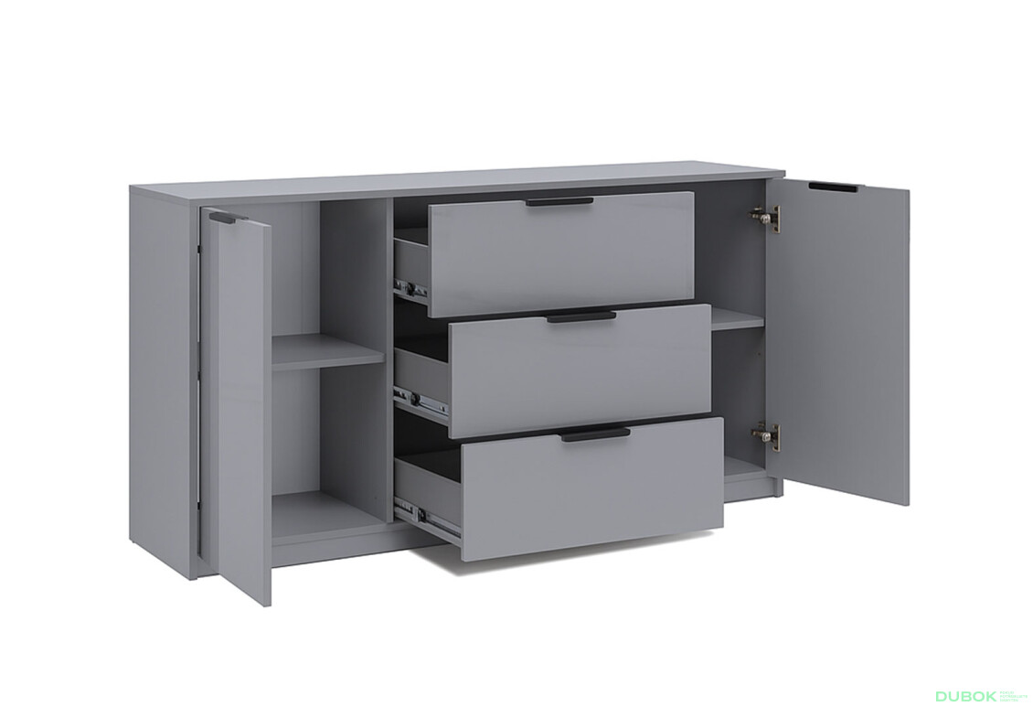 Fotografie 4 - Komoda Roma Color 2 dveře 3 šířky 1,6 m lesklá šedá láva