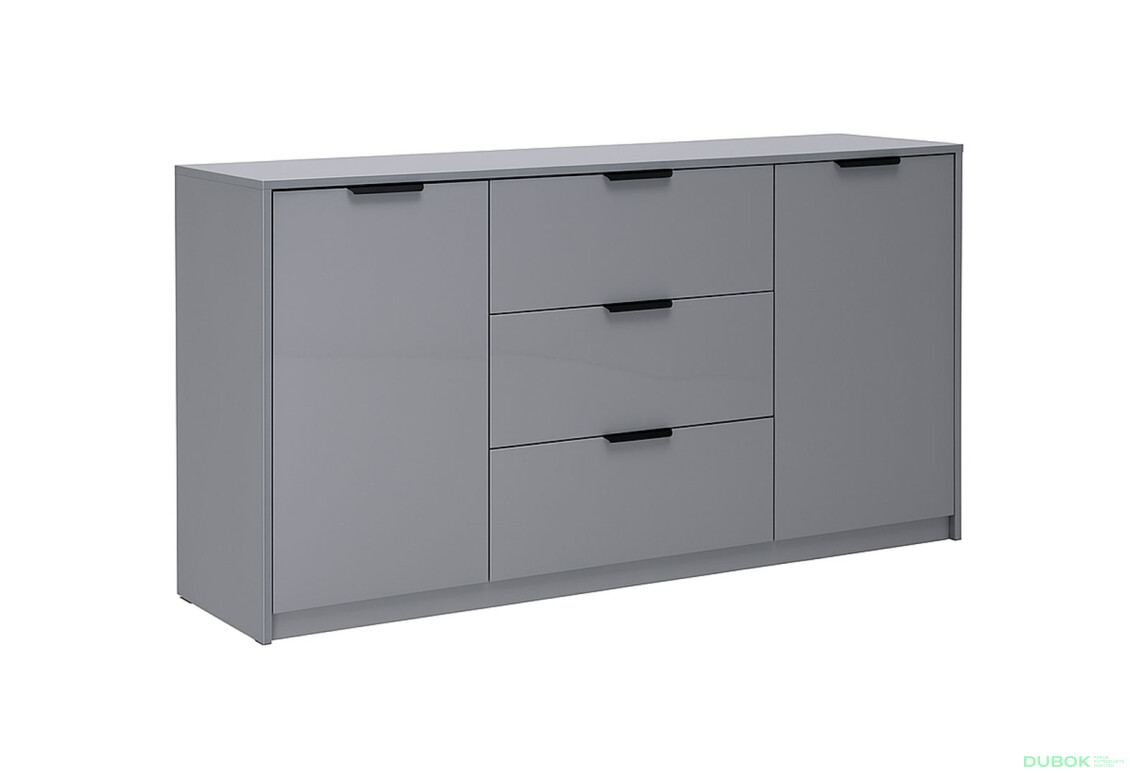 Fotografie 3 - Komoda Roma Color 2 dveře 3 šířky 1,6 m lesklá šedá láva