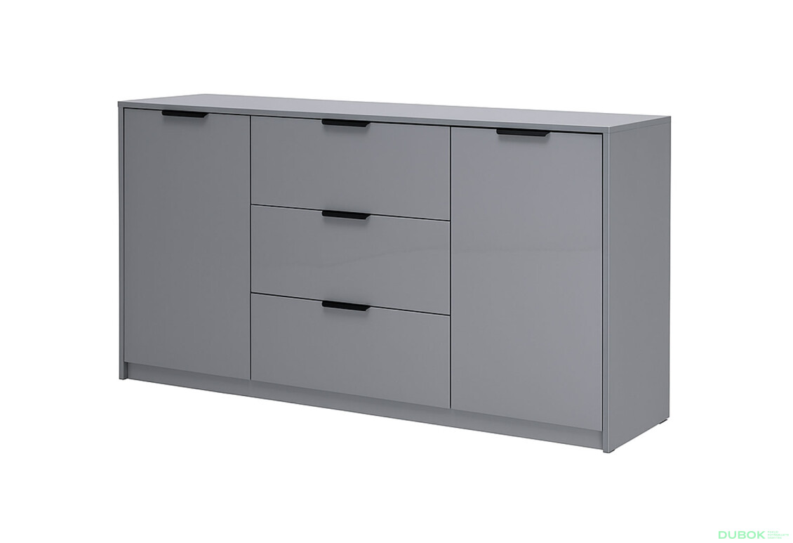 Komoda Roma Color 2 dveře 3 šířky 1,6 m lesklá šedá láva
