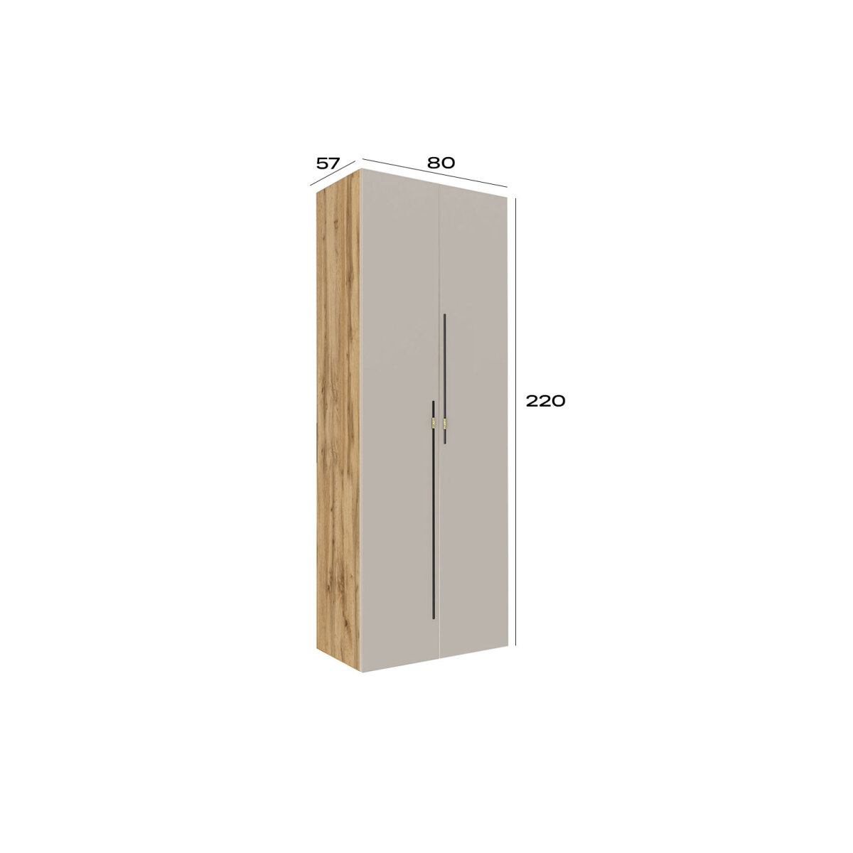 Skříň 2D 80 cm dub appalačský / kašmír Space (obrázek 4)