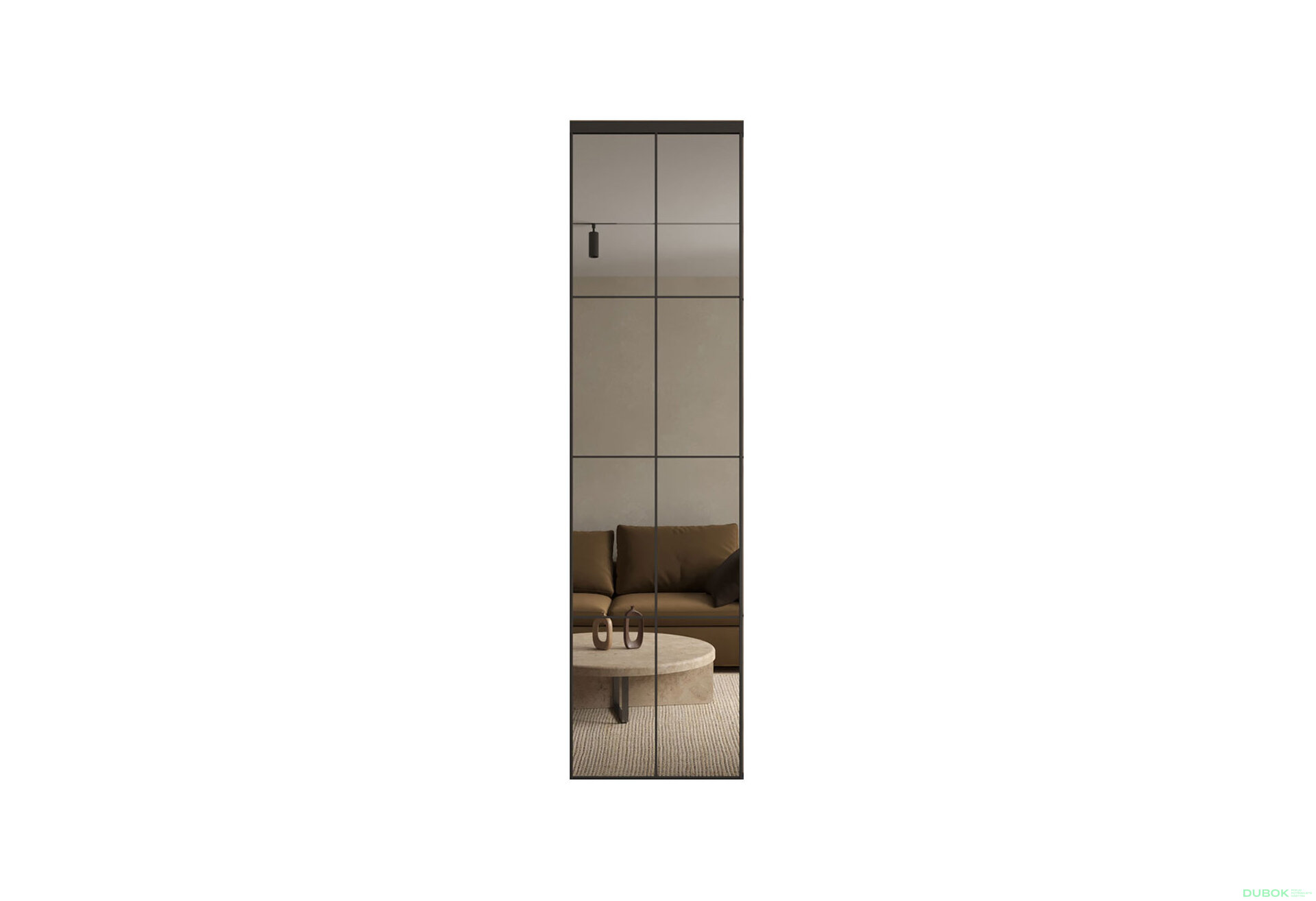 Fotografie 7047 - Skříň 2D W Loft 1800x600x2400, 1 DTD + 1 zrcadlo Lines BL, Dub kraft šedý