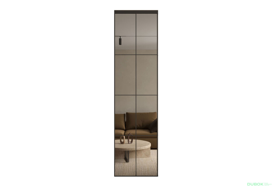 Fotografie 7047 - Skříň 2D W Loft 1800x600x2400, 2 zrcadla Lines BL, Dub kraft šedý