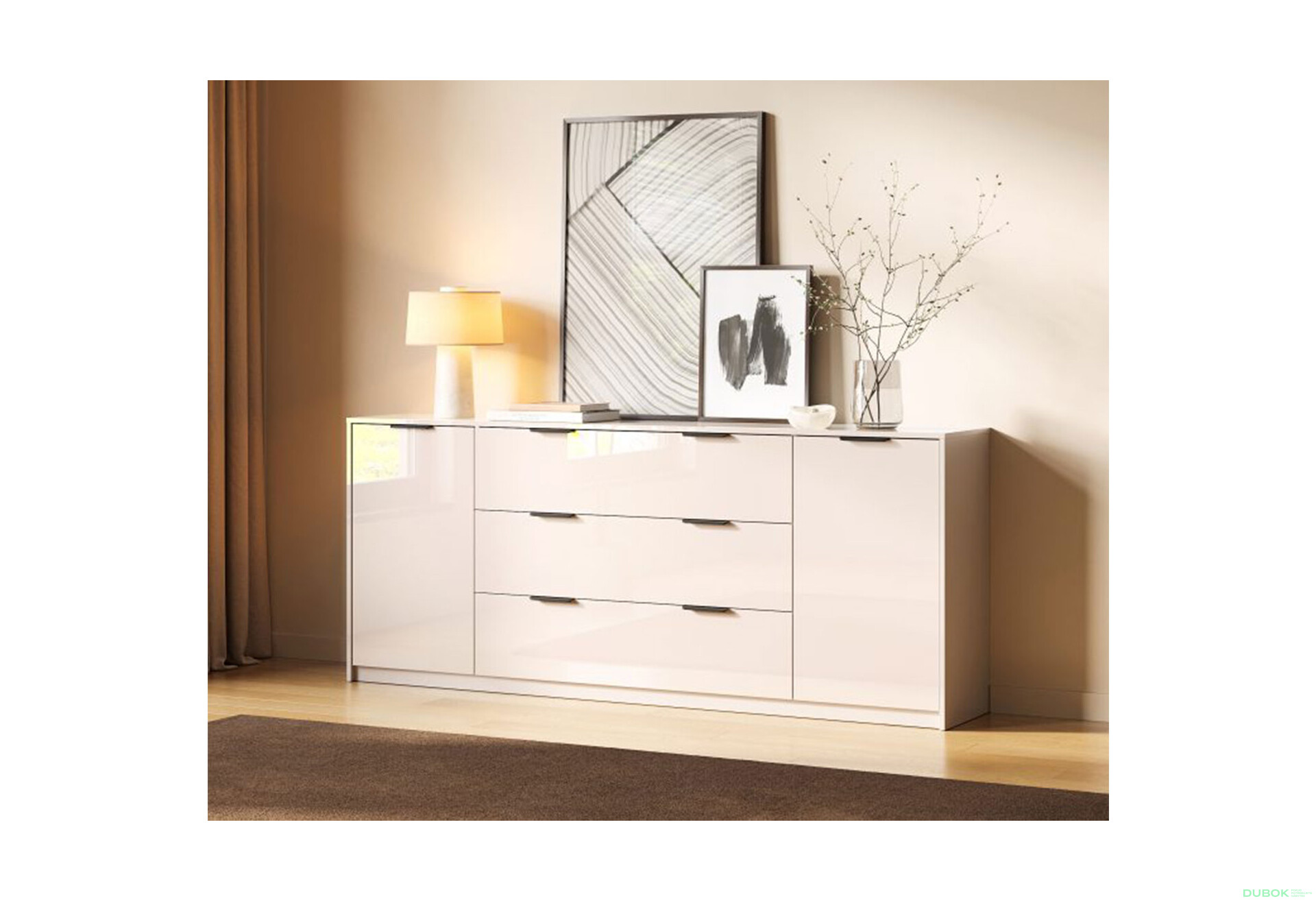 Fotografie 2 - Komoda Roma Color 2 dveře 3 šířky 2,0m kašmírový lesk