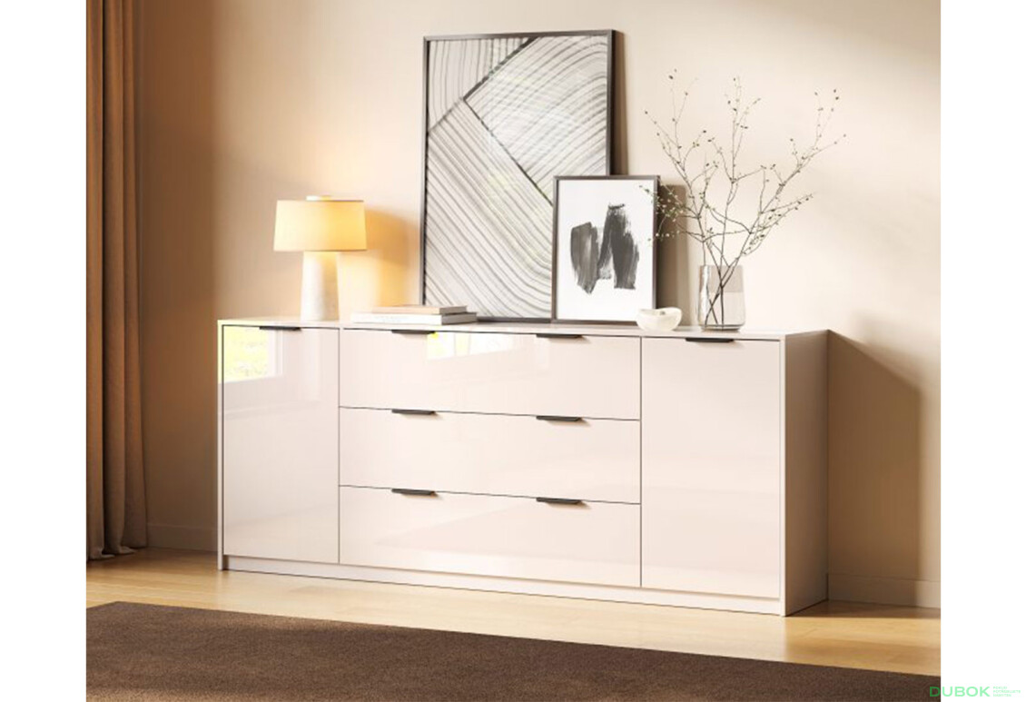 Fotografie 2 - Komoda Roma Color 2 dveře 3 šířky 2,0m kašmírový lesk